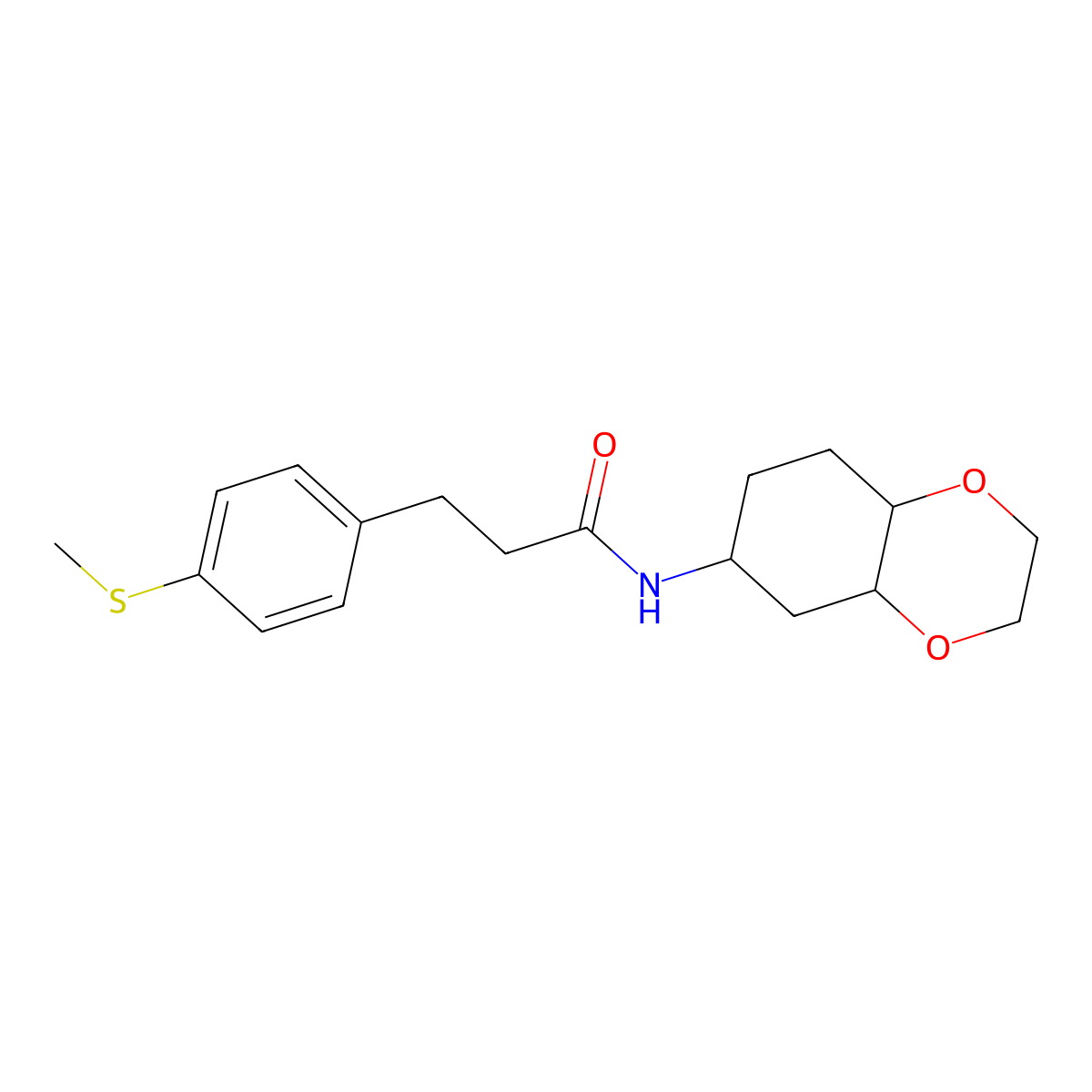 3-(4-(methylthio)phenyl)-N-(octahydrobenzo[b][1,4]dioxin-6-yl)propanamide molecular structure, CAS 1902906-45-9