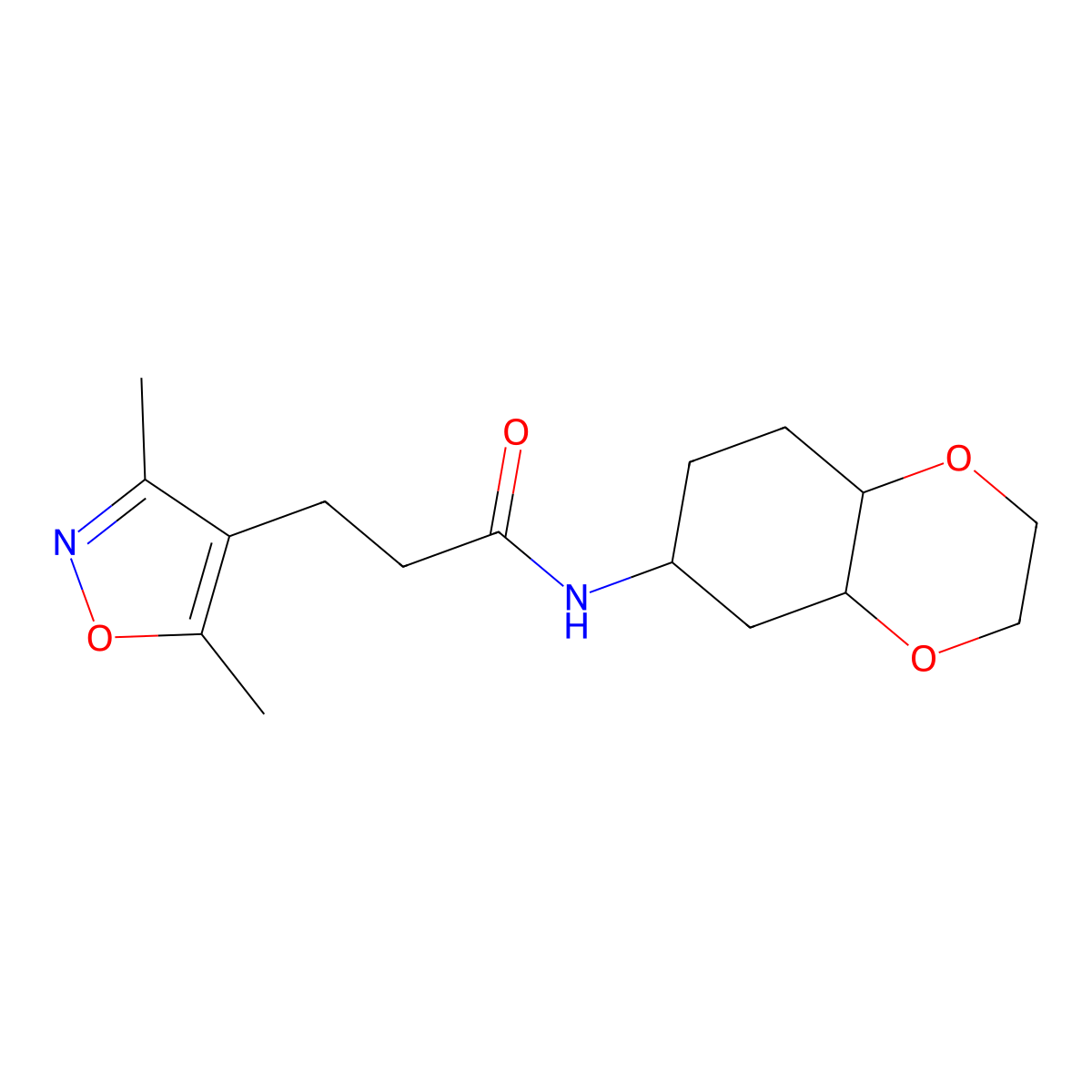3-(3,5-dimethylisoxazol-4-yl)-N-(octahydrobenzo[b][1,4]dioxin-6-yl)propanamide molecular structure, CAS 1902906-54-0