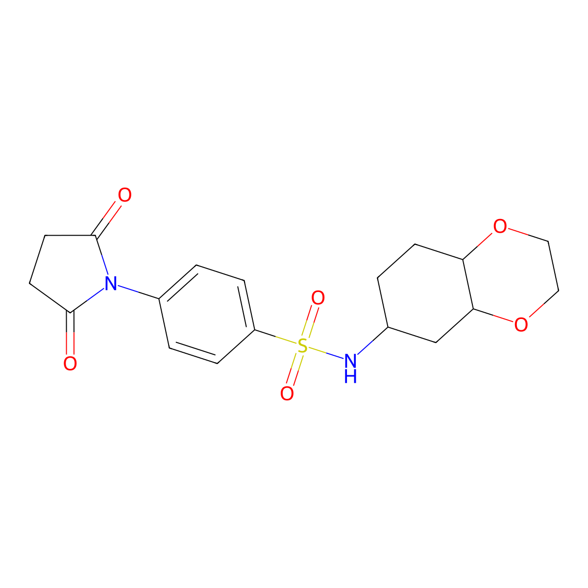 4-(2,5-dioxopyrrolidin-1-yl)-N-(octahydrobenzo[b][1,4]dioxin-6-yl)benzenesulfonamide molecular structure, CAS 1902907-01-0