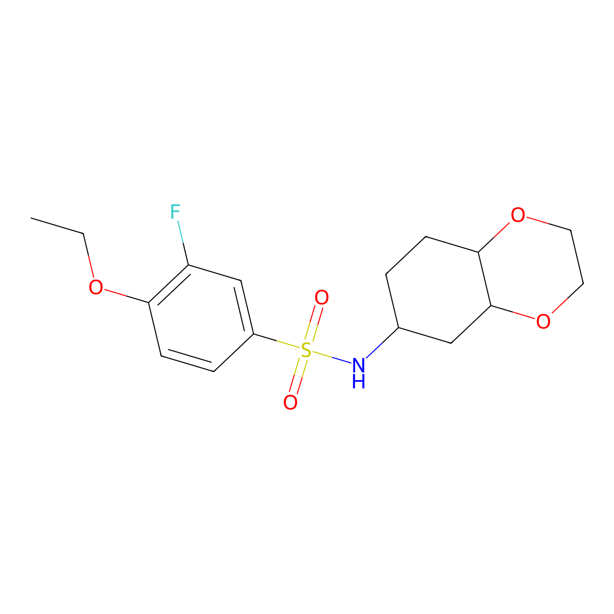 4-ethoxy-3-fluoro-N-(octahydrobenzo[b][1,4]dioxin-6-yl)benzenesulfonamide molecular structure, CAS 1902908-25-1