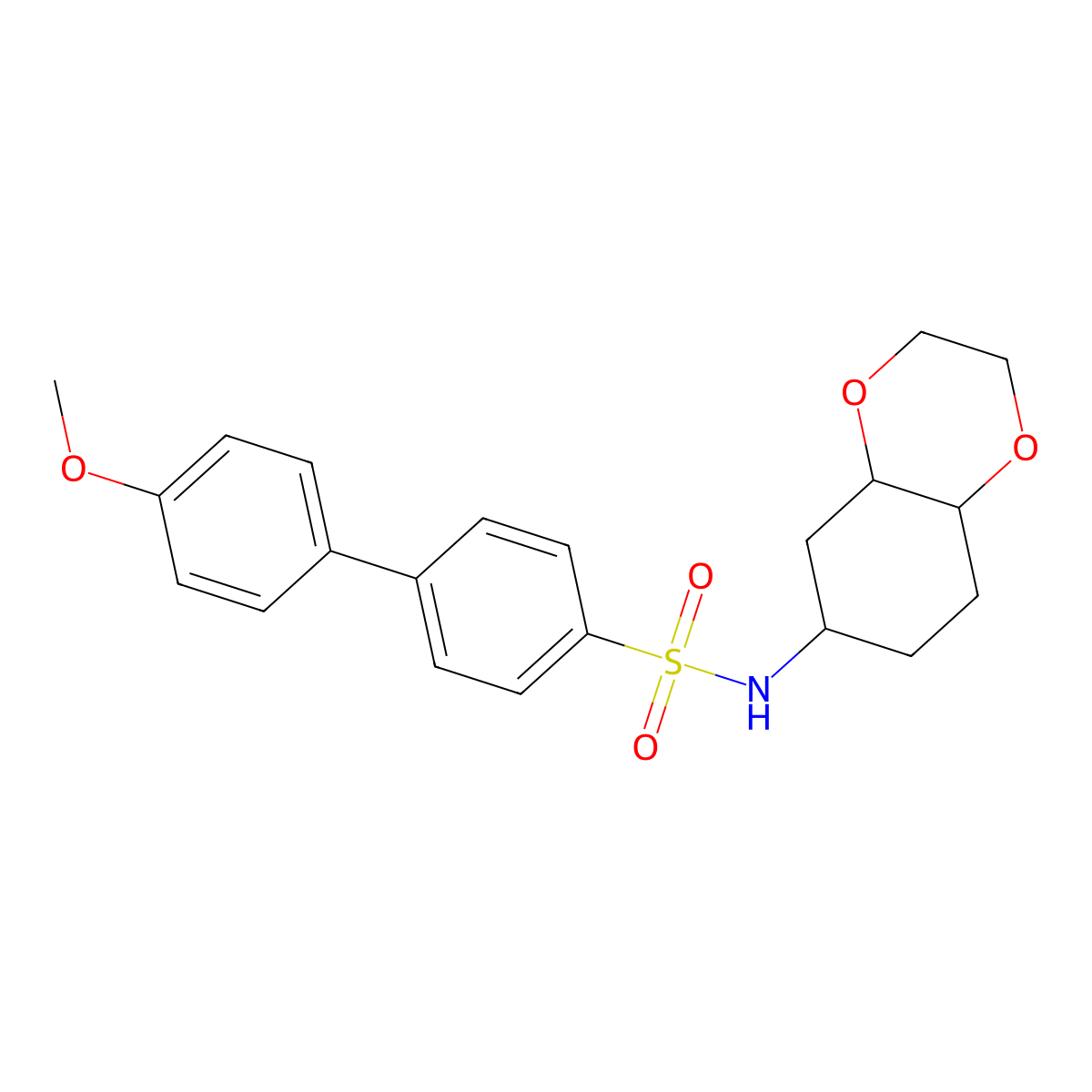4'-methoxy-N-(octahydrobenzo[b][1,4]dioxin-6-yl)-[1,1'-biphenyl]-4-sulfonamide molecular structure, CAS 1902909-20-9