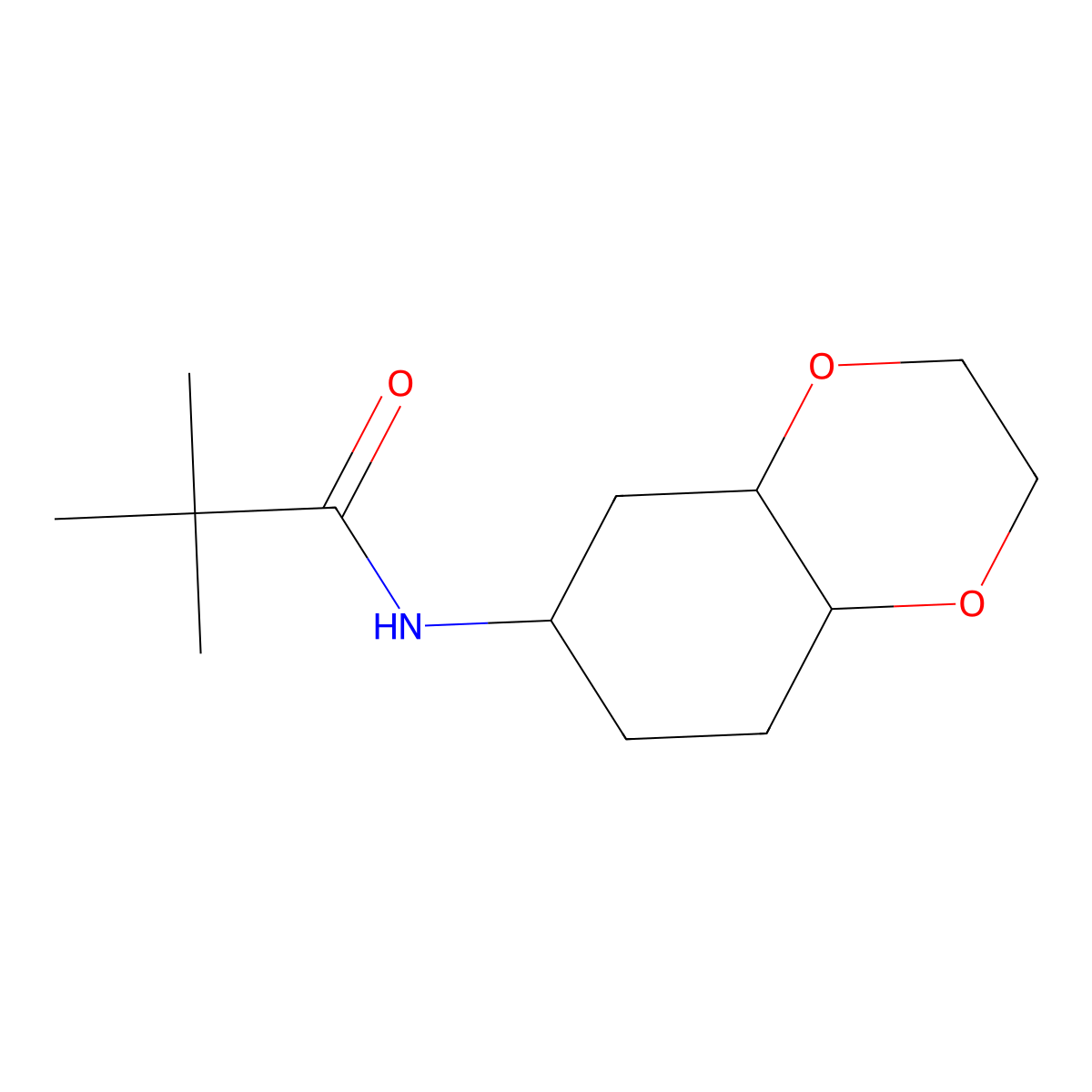 N-(octahydrobenzo[b][1,4]dioxin-6-yl)pivalamide molecular structure, CAS 1902912-77-9
