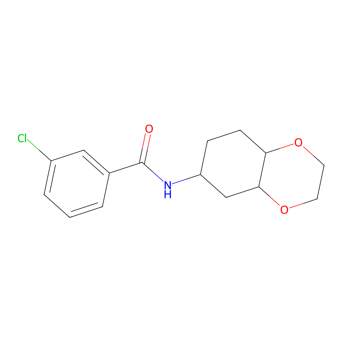 3-chloro-N-(octahydrobenzo[b][1,4]dioxin-6-yl)benzamide molecular structure, CAS 1902913-00-1