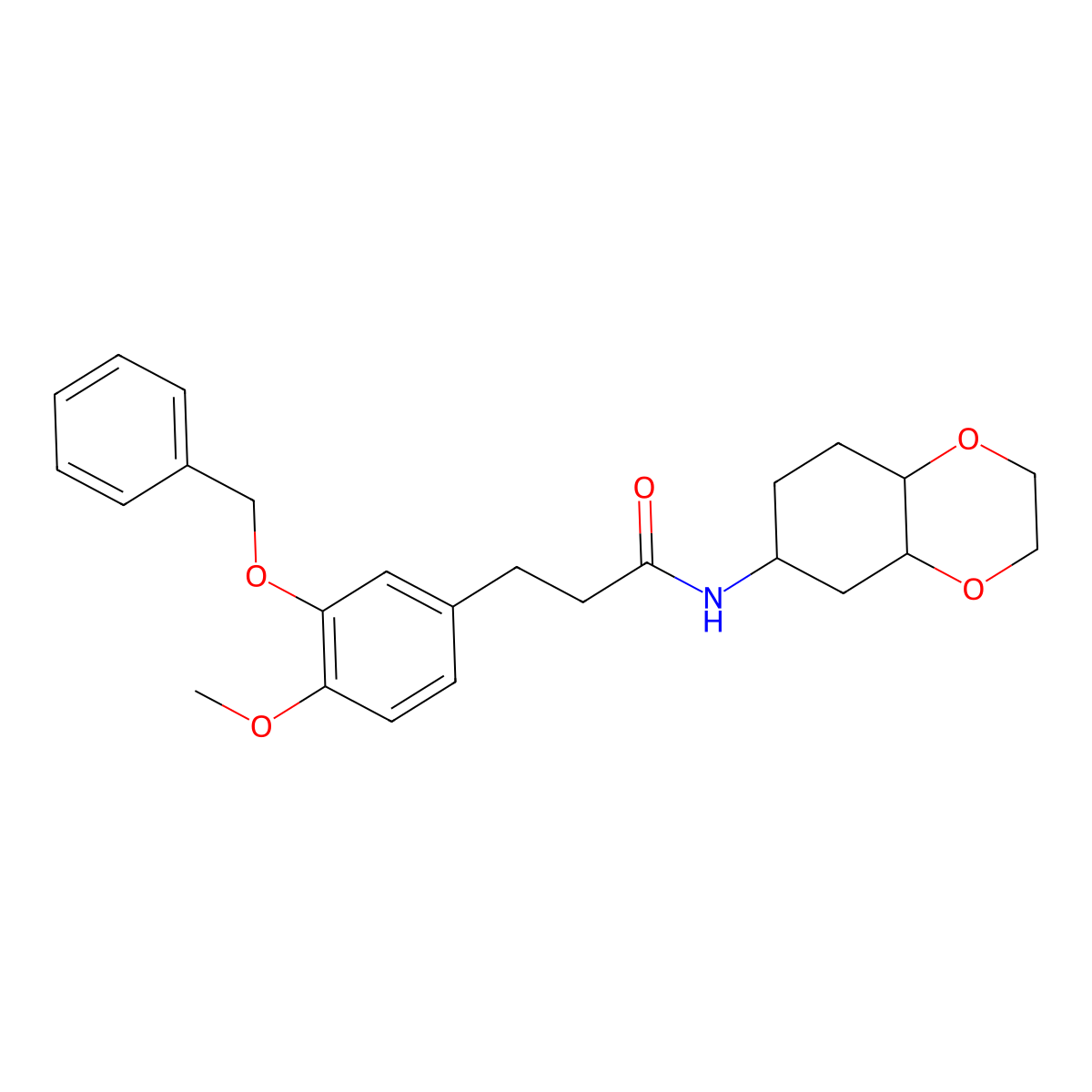 3-(3-(benzyloxy)-4-methoxyphenyl)-N-(octahydrobenzo[b][1,4]dioxin-6-yl)propanamide molecular structure, CAS 1902913-47-6