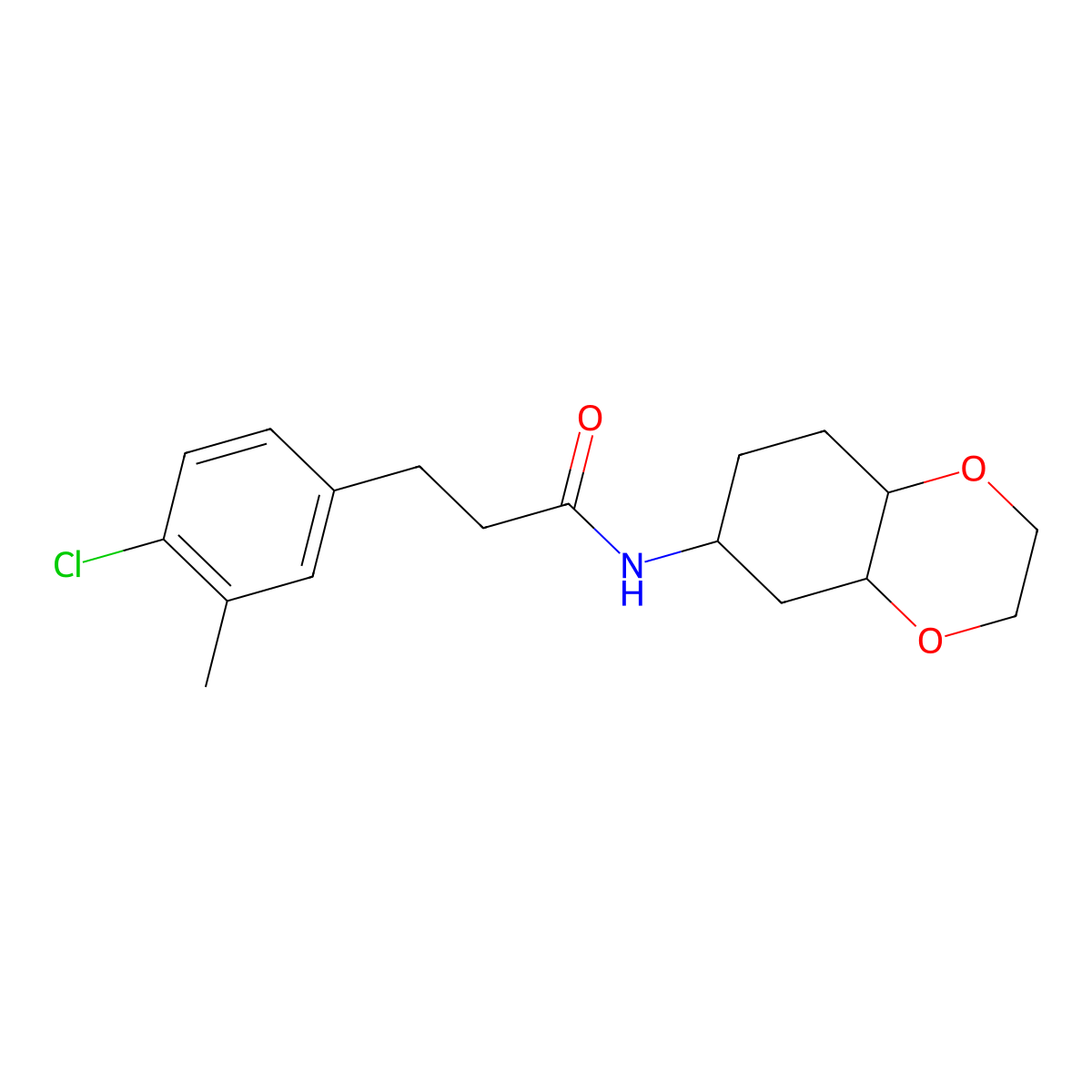 3-(4-chloro-3-methylphenyl)-N-(octahydrobenzo[b][1,4]dioxin-6-yl)propanamide molecular structure, CAS 1902913-49-8