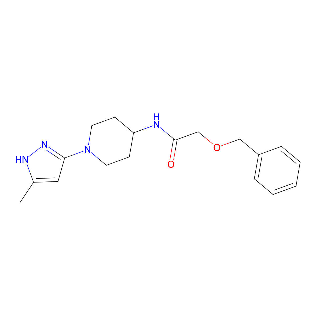 2-(benzyloxy)-N-(1-(5-methyl-1H-pyrazol-3-yl)piperidin-4-yl)acetamide molecular structure, CAS 1902913-61-4