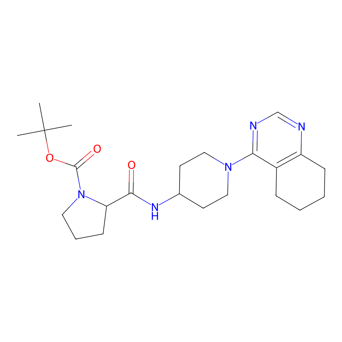 Tert-butyl 2-((1-(5,6,7,8-tetrahydroquinazolin-4-yl)piperidin-4-yl)carbamoyl)pyrrolidine-1-carboxylate molecular structure, CAS 1902914-06-0