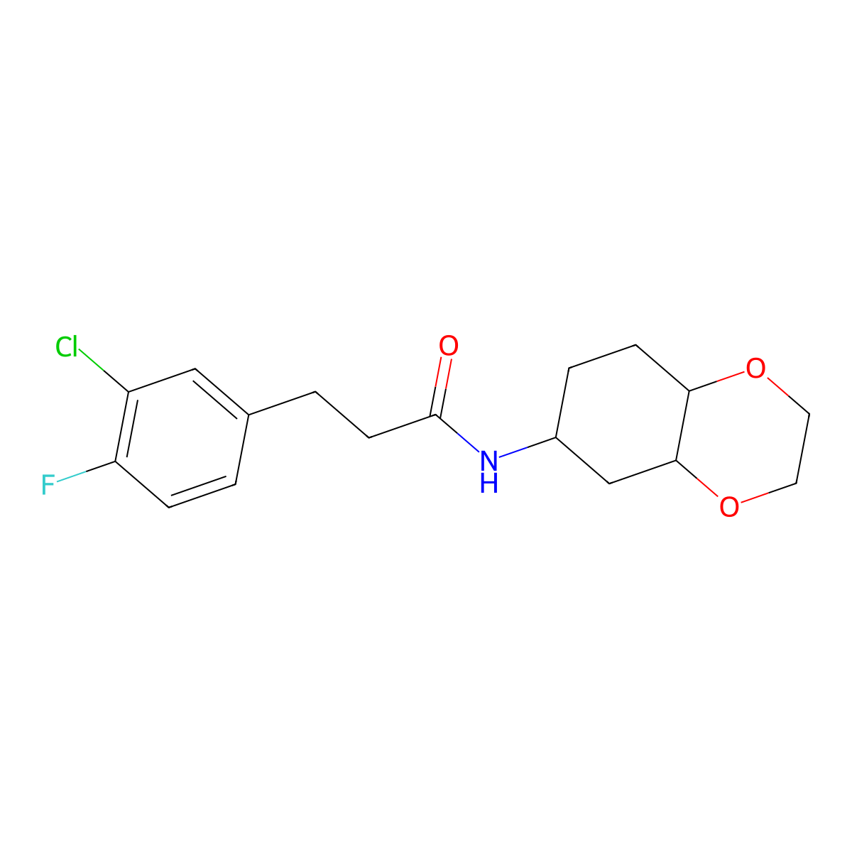 3-(3-chloro-4-fluorophenyl)-N-(octahydrobenzo[b][1,4]dioxin-6-yl)propanamide molecular structure, CAS 1902921-20-3