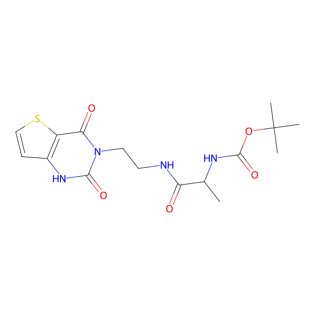 tert-butyl (1-((2-(2,4-dioxo-1,2-dihydrothieno[3,2-d]pyrimidin-3(4H)-yl)ethyl)amino)-1-oxopropan-2-yl)carbamate molecular structure, CAS 1902922-44-4