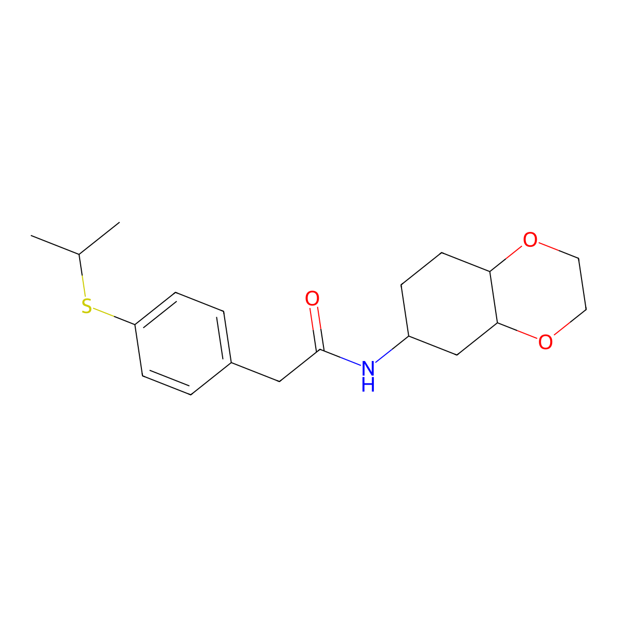 2-(4-(isopropylthio)phenyl)-N-(octahydrobenzo[b][1,4]dioxin-6-yl)acetamide molecular structure, CAS 1902925-98-7