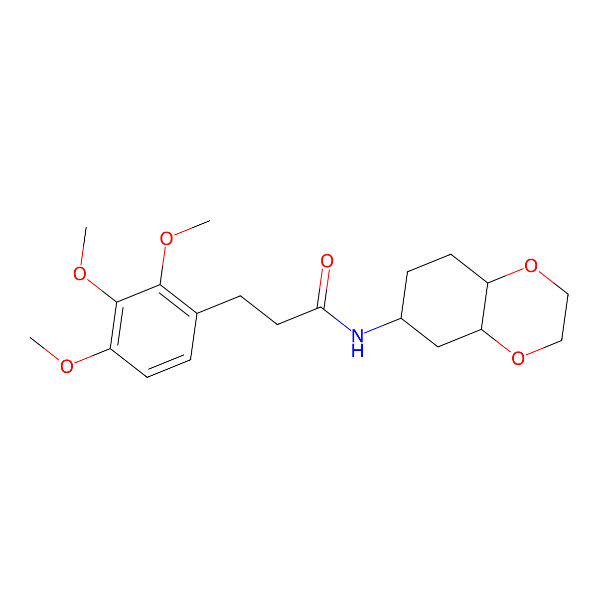 N-(octahydrobenzo[b][1,4]dioxin-6-yl)-3-(2,3,4-trimethoxyphenyl)propanamide molecular structure, CAS 1902926-06-0