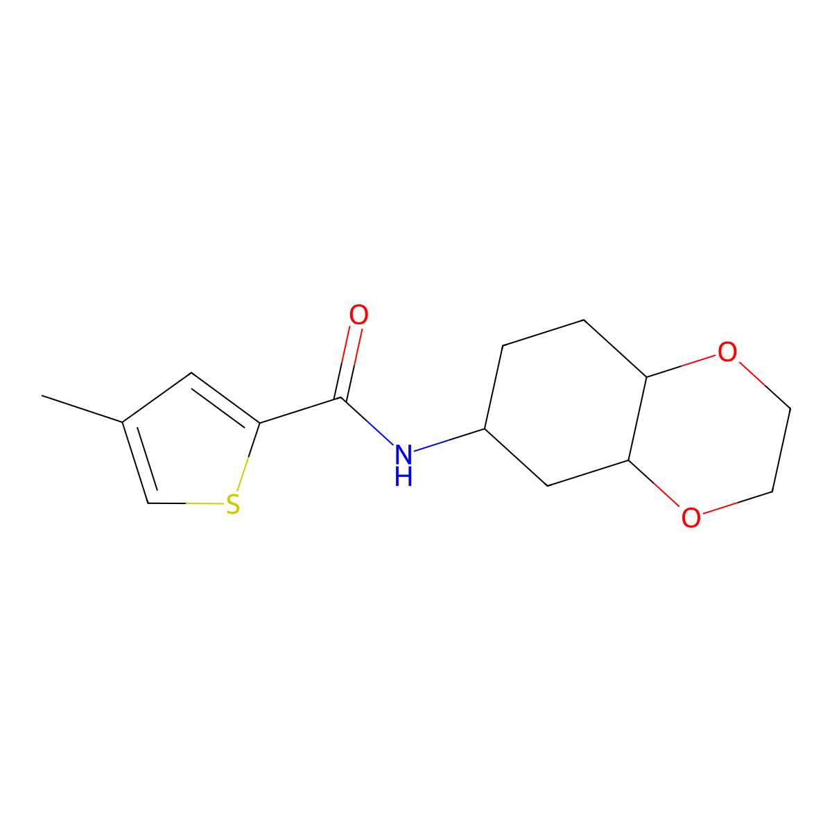 4-methyl-N-(octahydrobenzo[b][1,4]dioxin-6-yl)thiophene-2-carboxamide molecular structure, CAS 1902926-72-0