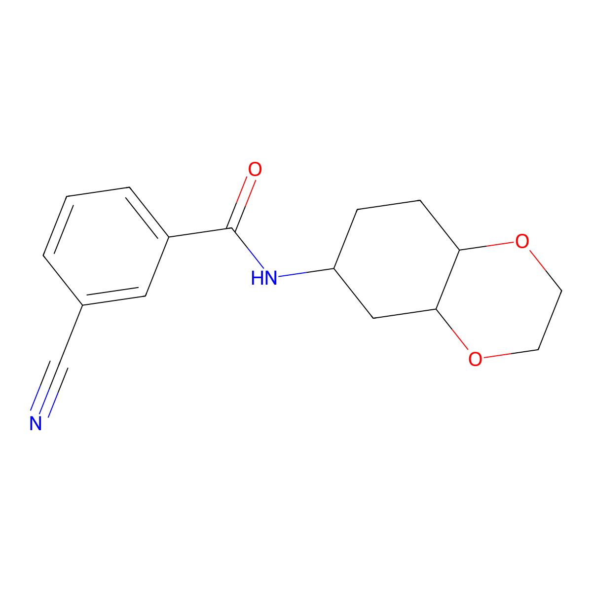 3-cyano-N-(octahydrobenzo[b][1,4]dioxin-6-yl)benzamide molecular structure, CAS 1902927-07-4