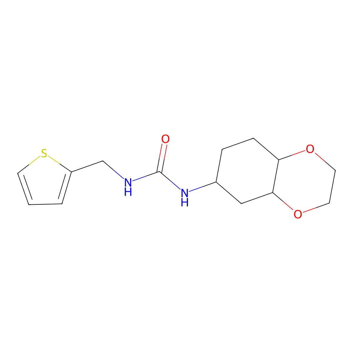 1-(Octahydrobenzo[b][1,4]dioxin-6-yl)-3-(thiophen-2-ylmethyl)urea molecular structure, CAS 1902927-13-2