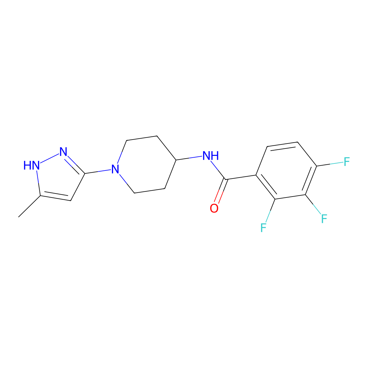 2,3,4-trifluoro-N-[1-(5-methyl-1H-pyrazol-3-yl)piperidin-4-yl]benzamide molecular structure, CAS 1902931-18-3