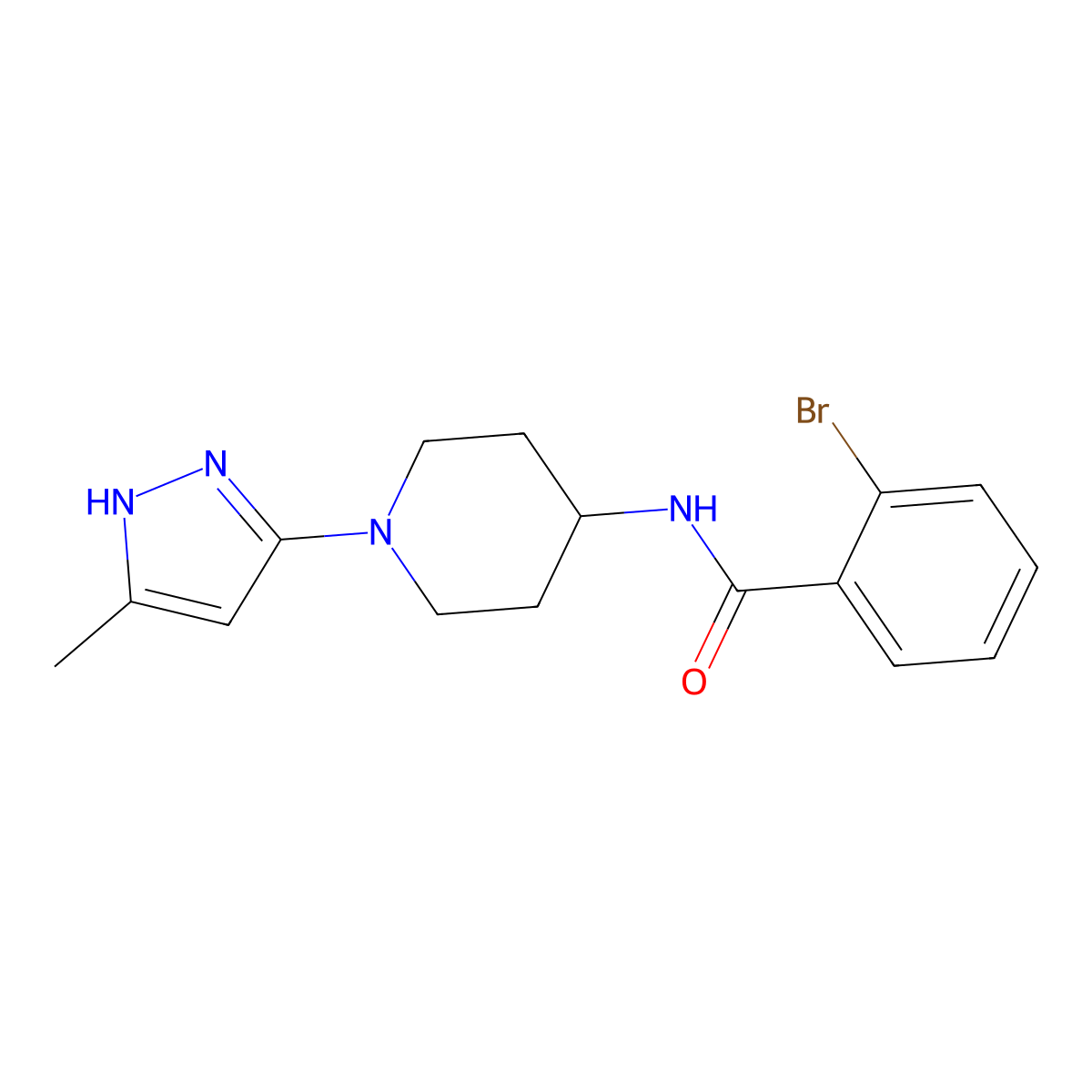 2-bromo-N-[1-(5-methyl-1H-pyrazol-3-yl)piperidin-4-yl]benzamide molecular structure, CAS 1902931-52-5
