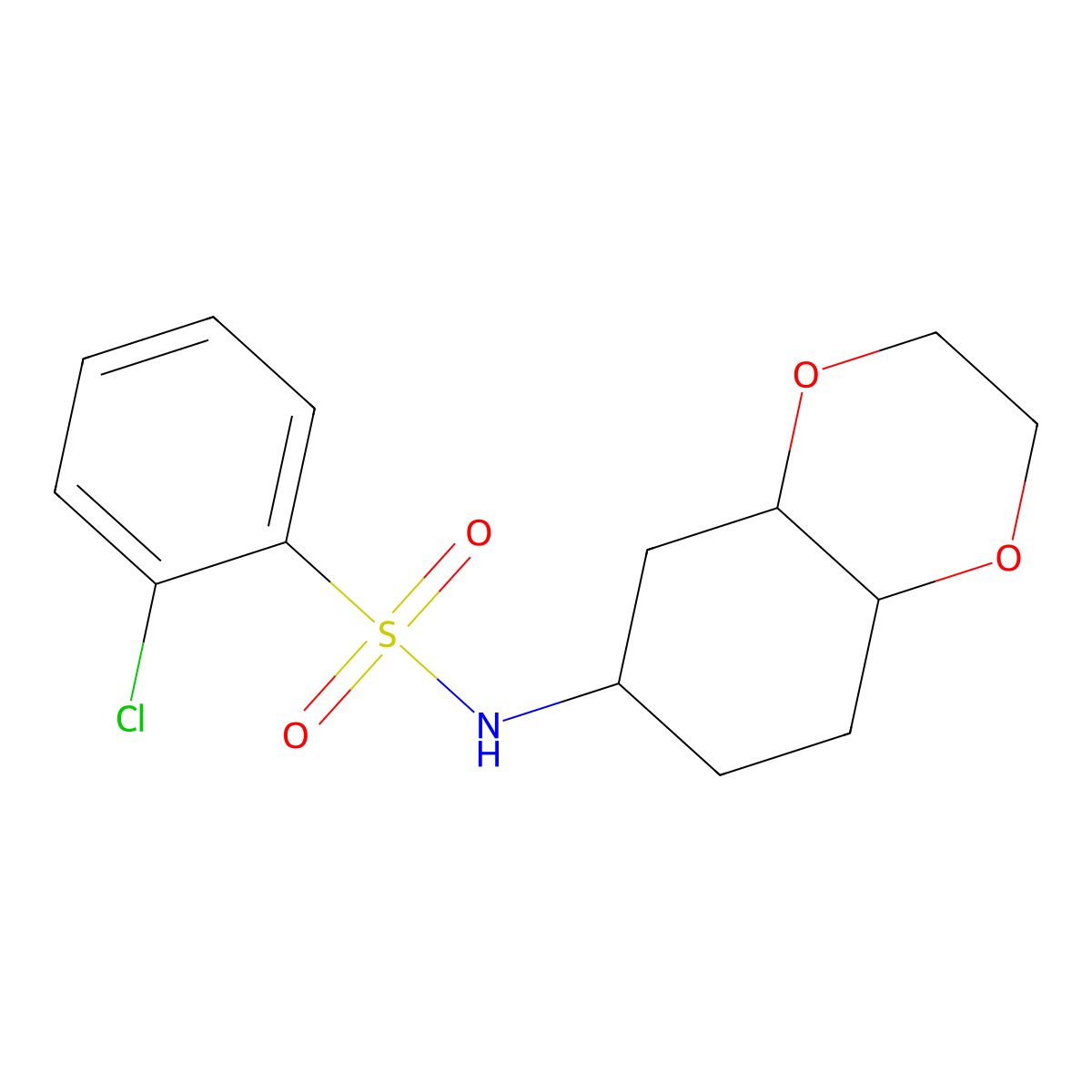 2-chloro-N-(octahydrobenzo[b][1,4]dioxin-6-yl)benzenesulfonamide molecular structure, CAS 1902933-29-2