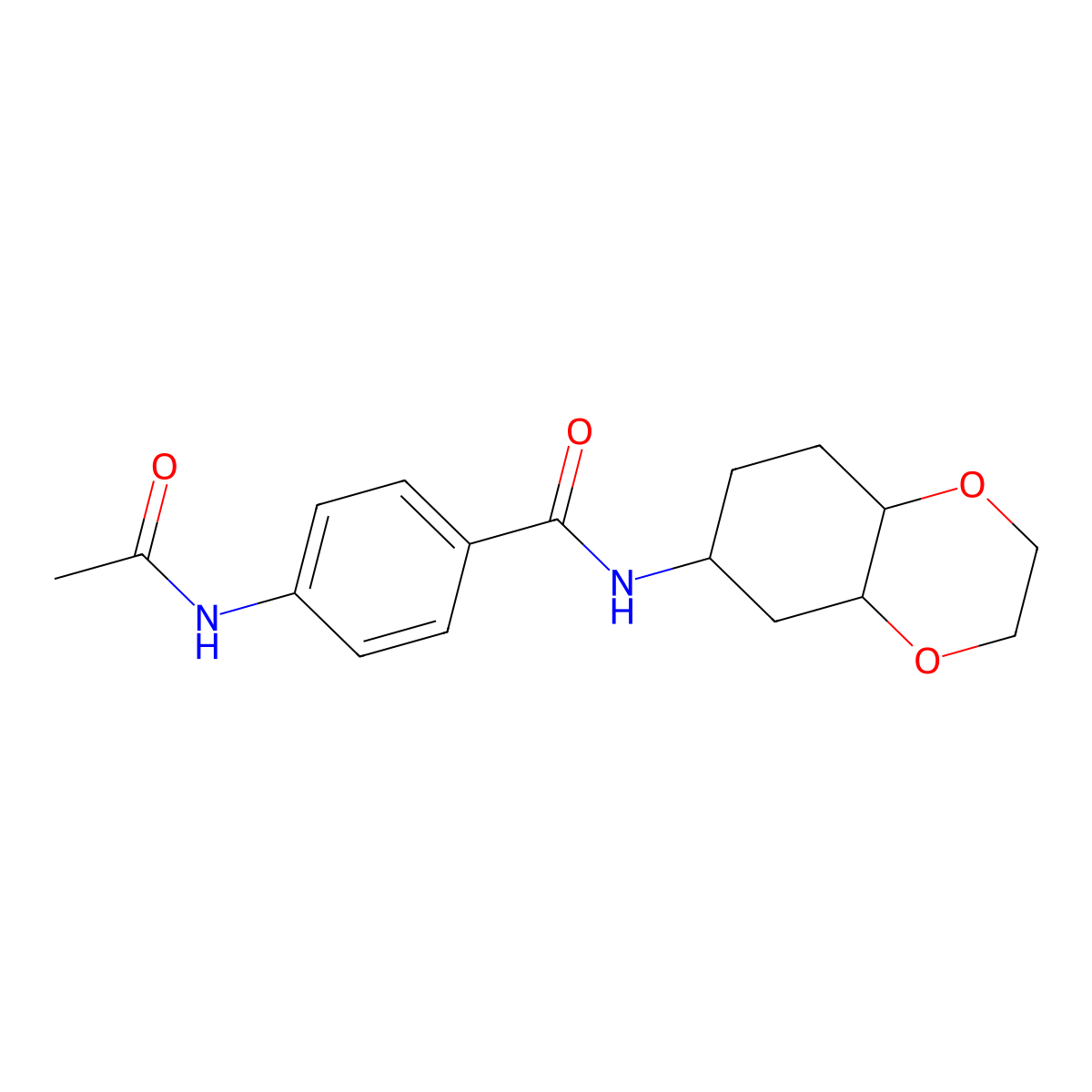 4-acetamido-N-(octahydrobenzo[b][1,4]dioxin-6-yl)benzamide molecular structure, CAS 1902935-52-7