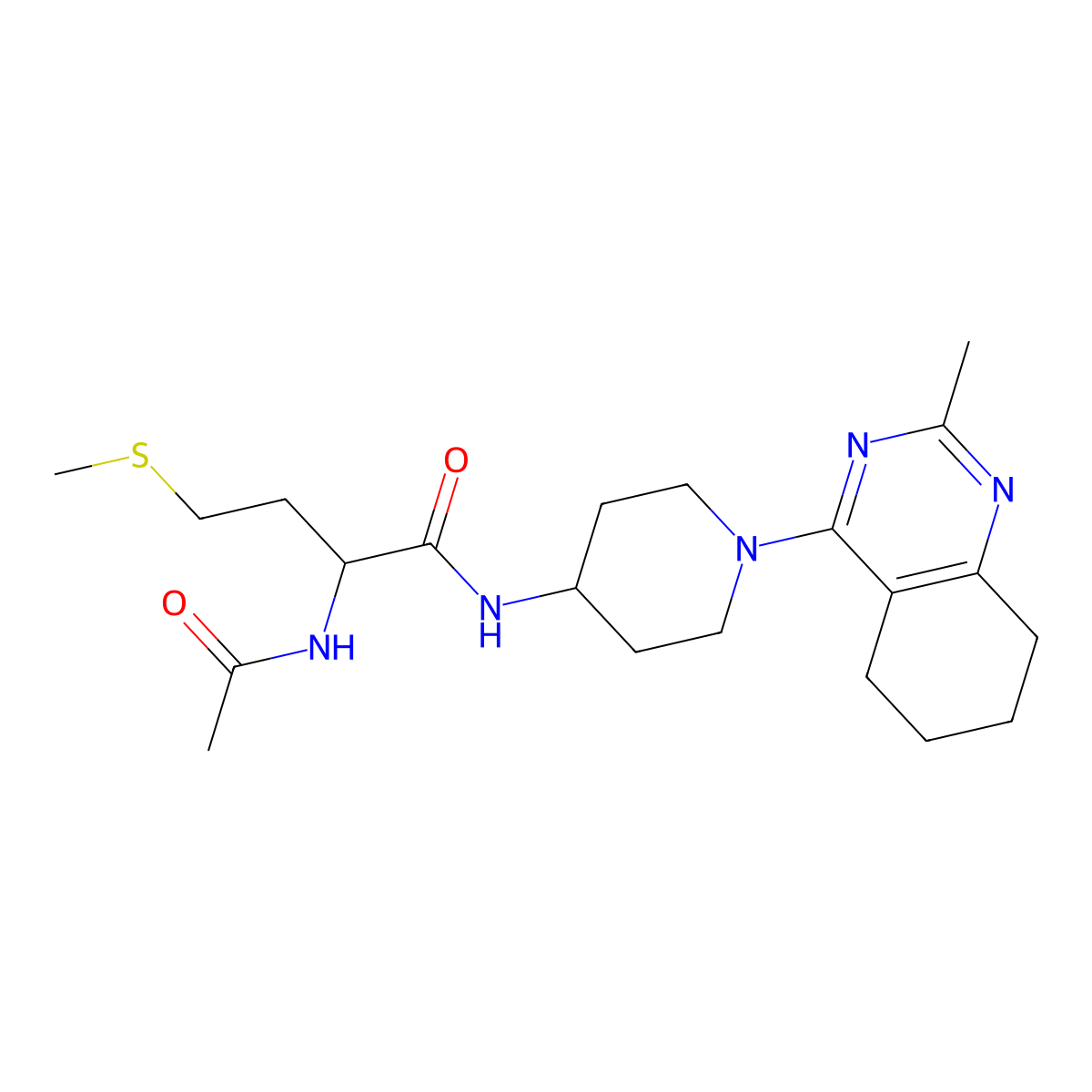 2-acetamido-N-(1-(2-methyl-5,6,7,8-tetrahydroquinazolin-4-yl)piperidin-4-yl)-4-(methylthio)butanamide molecular structure, CAS 1902935-94-7