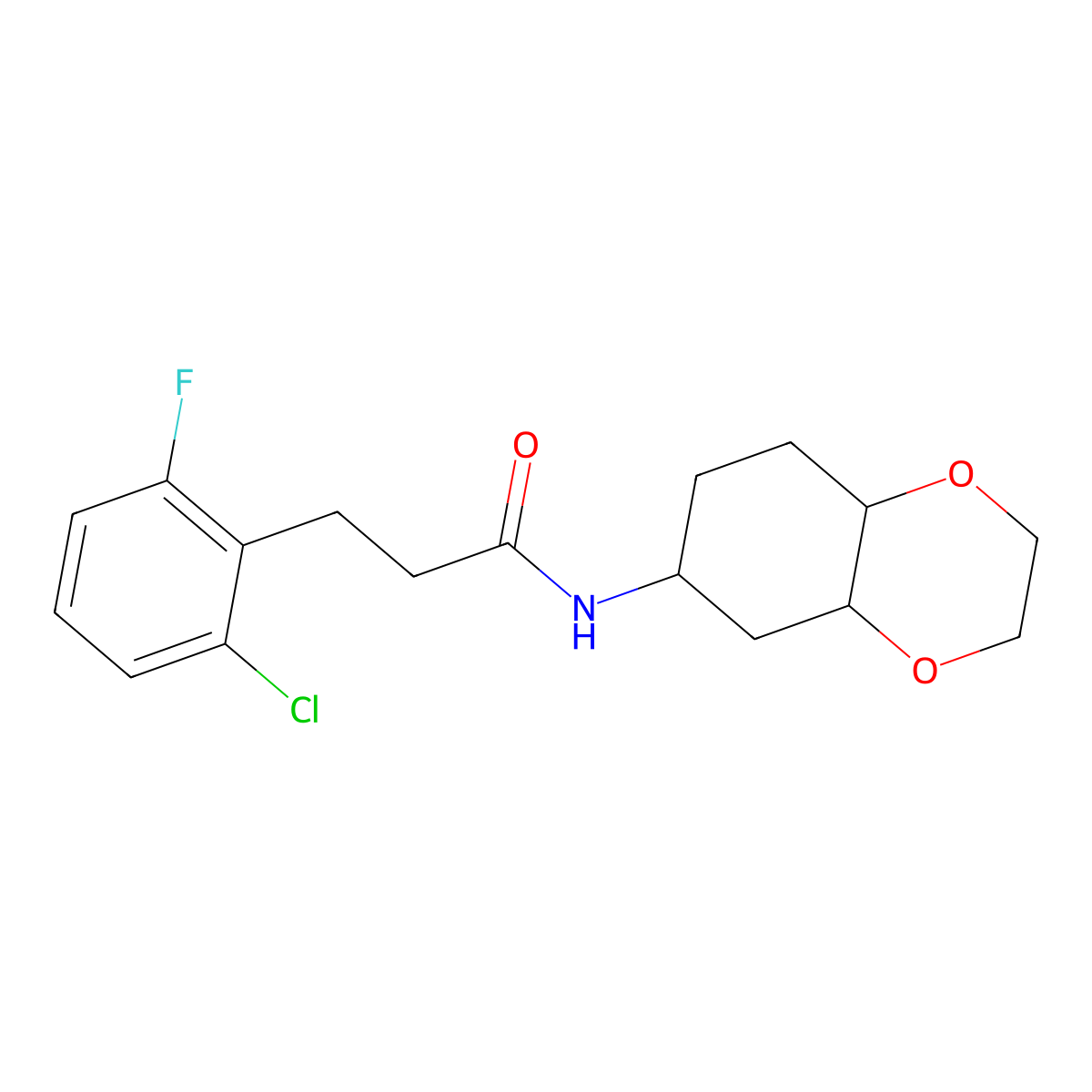 3-(2-chloro-6-fluorophenyl)-N-(octahydrobenzo[b][1,4]dioxin-6-yl)propanamide molecular structure, CAS 1902936-39-3
