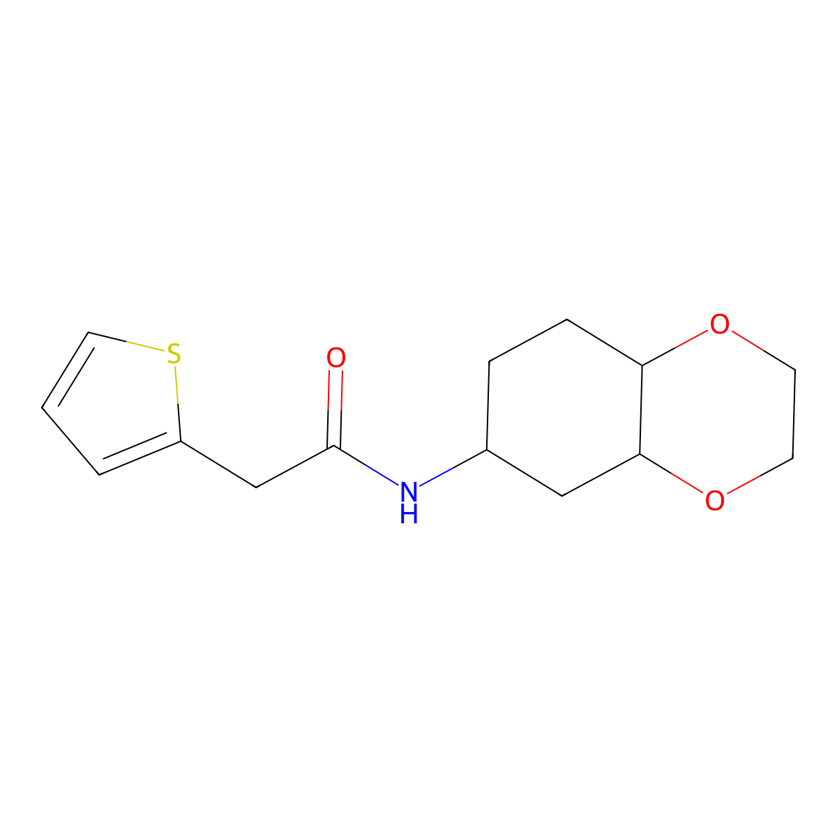 N-(octahydrobenzo[b][1,4]dioxin-6-yl)-2-(thiophen-2-yl)acetamide molecular structure, CAS 1902937-23-8