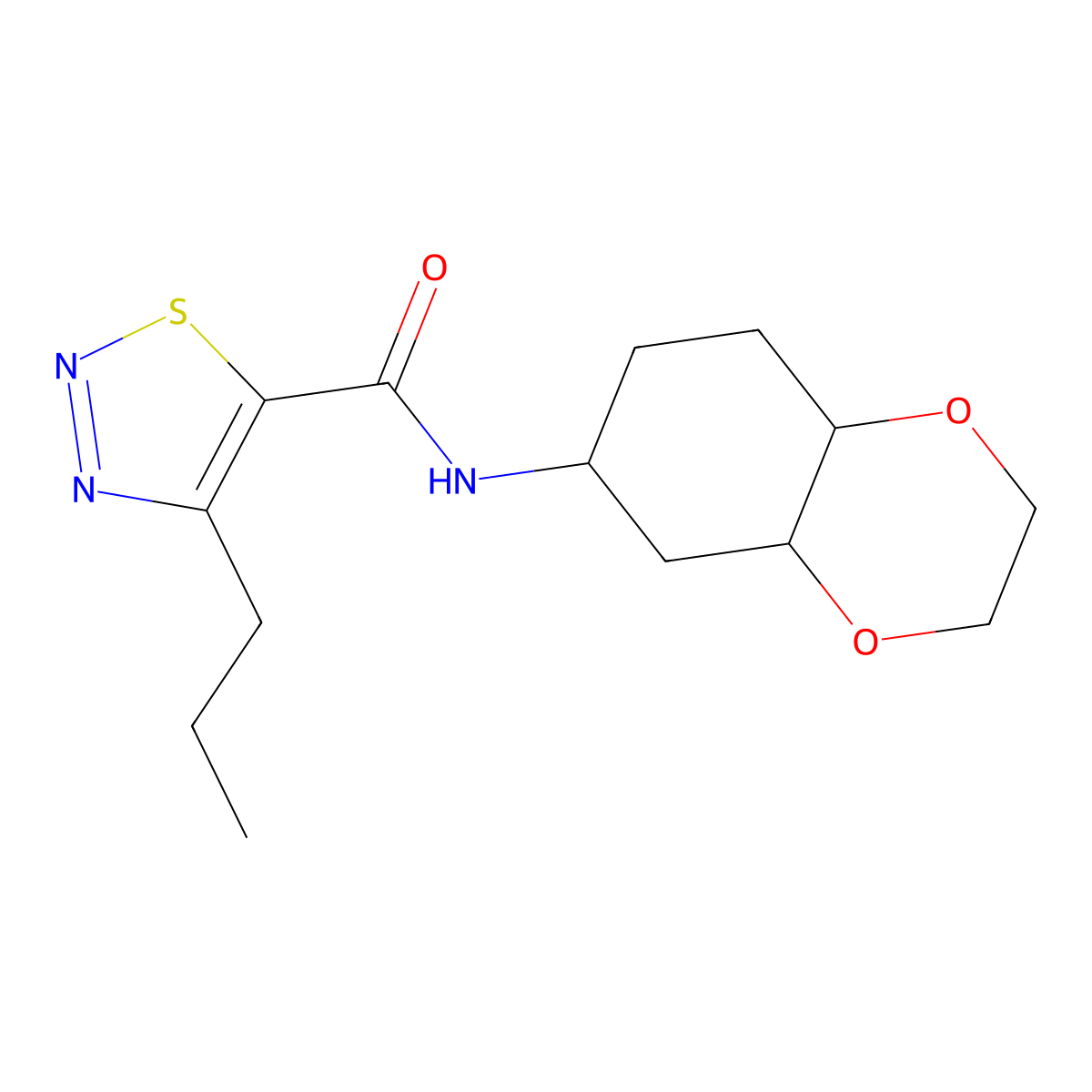 N-(octahydro-1,4-benzodioxin-6-yl)-4-propyl-1,2,3-thiadiazole-5-carboxamide molecular structure, CAS 1902937-40-9