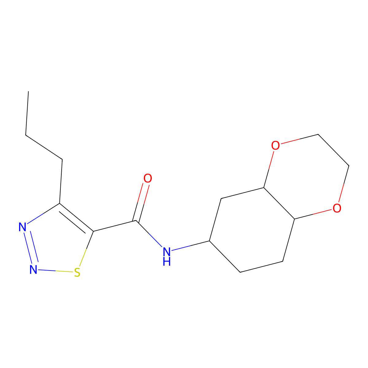 N-(octahydro-1,4-benzodioxin-6-yl)-4-propyl-1,2,3-thiadiazole-5-carboxamide molecular structure, CAS 1902937-40-9