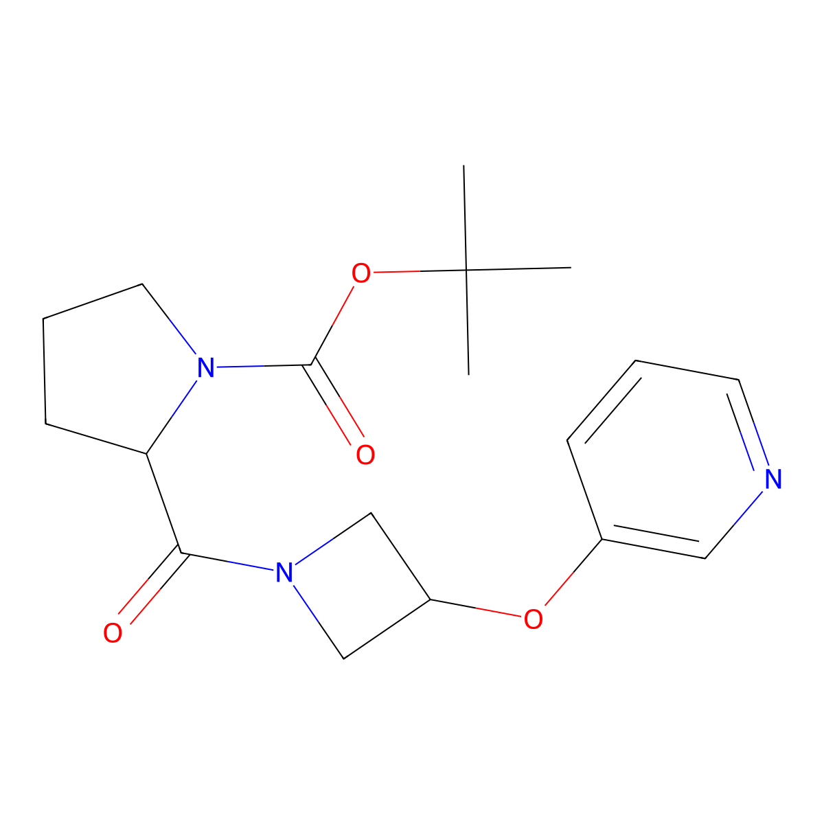 Tert-butyl 2-[3-(pyridin-3-yloxy)azetidine-1-carbonyl]pyrrolidine-1-carboxylate molecular structure, CAS 1902937-54-5