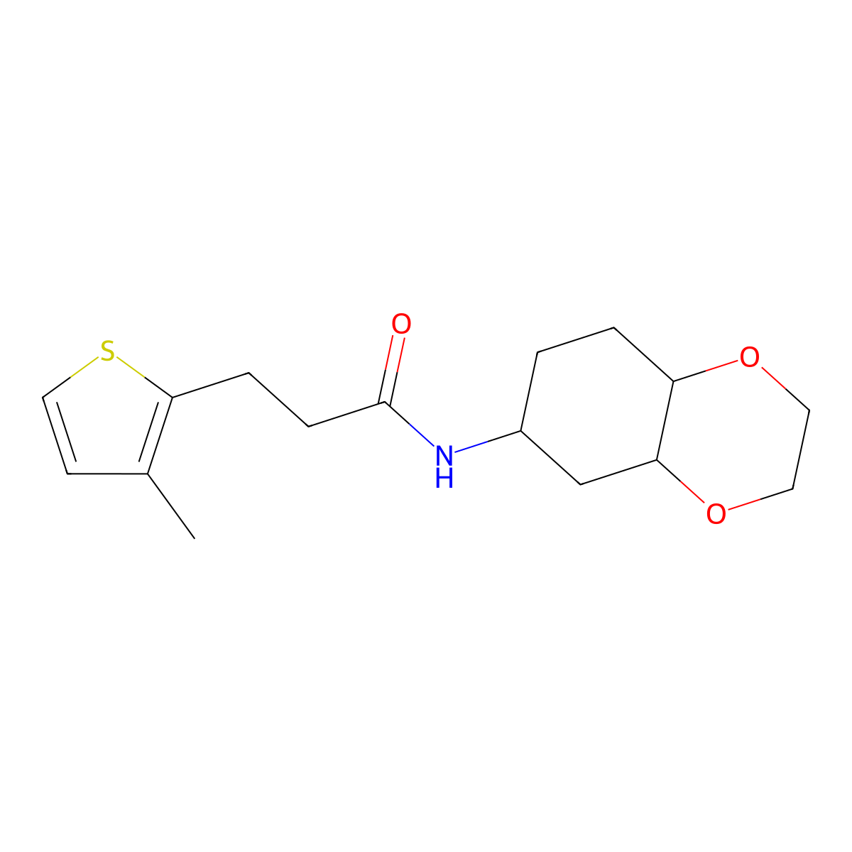 3-(3-methylthiophen-2-yl)-N-(octahydro-1,4-benzodioxin-6-yl)propanamide molecular structure, CAS 1902937-71-6