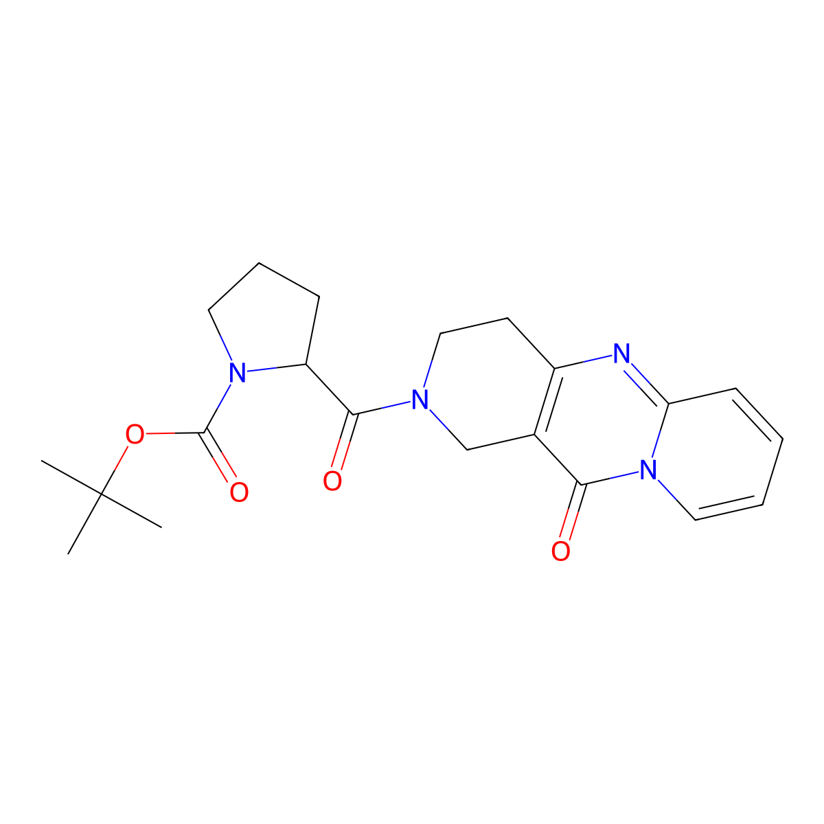 Tert-butyl 2-{2-oxo-1,5,9-triazatricyclo[8.4.0.0^{3,8}]tetradeca-3(8),9,11,13-tetraene-5-carbonyl}pyrrolidine-1-carboxylate molecular structure, CAS 1902937-77-2