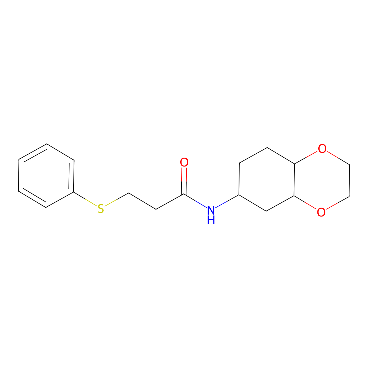 N-(octahydro-1,4-benzodioxin-6-yl)-3-(phenylsulfanyl)propanamide molecular structure, CAS 1902938-40-2