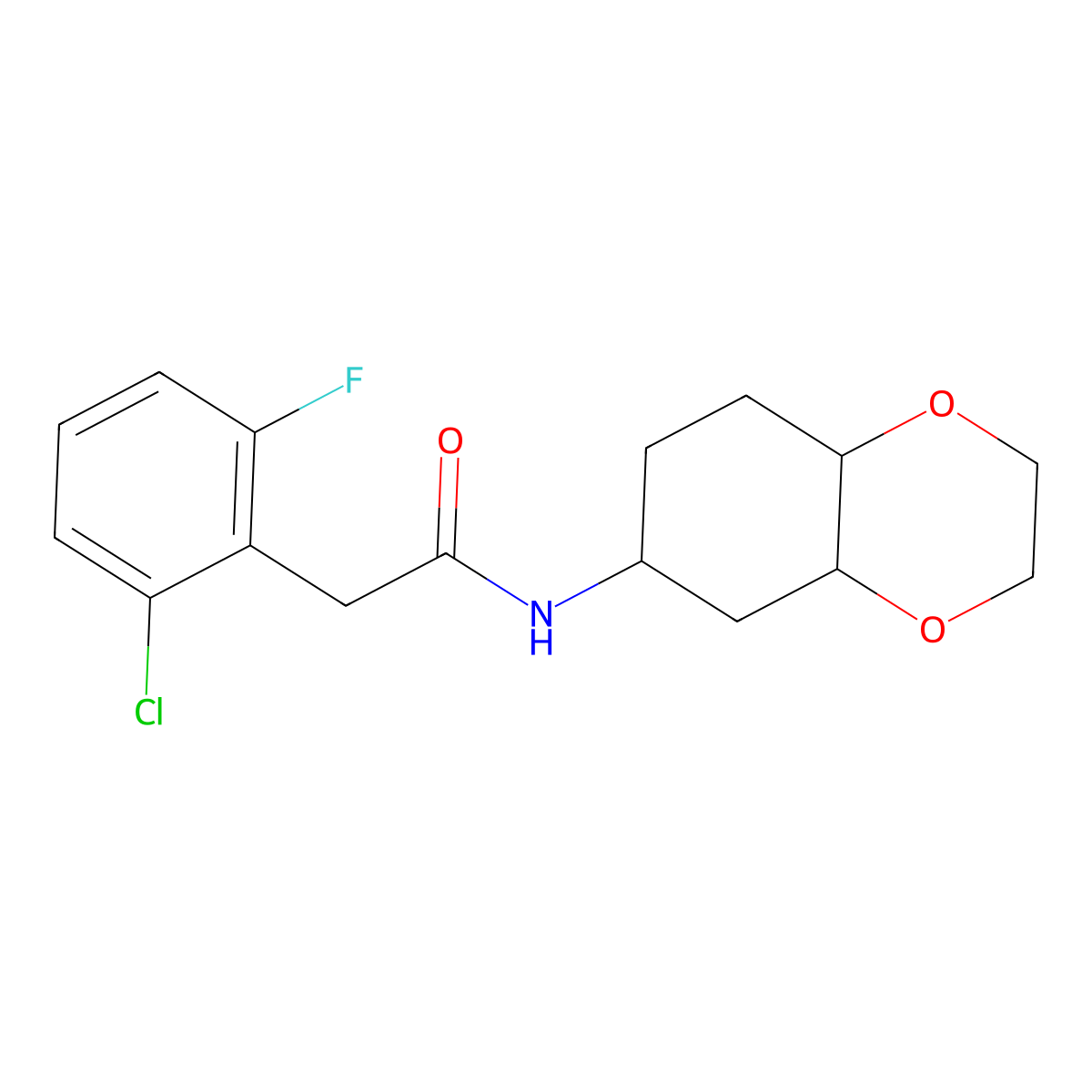 2-(2-chloro-6-fluorophenyl)-N-(octahydrobenzo[b][1,4]dioxin-6-yl)acetamide molecular structure, CAS 1902938-58-2