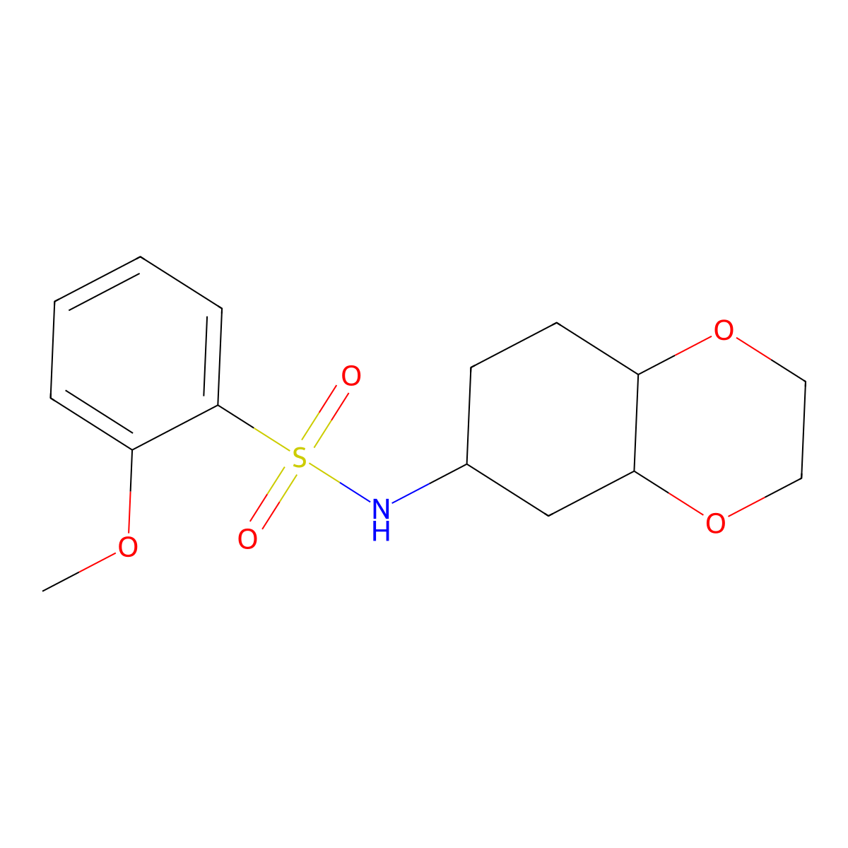 2-methoxy-N-(octahydrobenzo[b][1,4]dioxin-6-yl)benzenesulfonamide molecular structure, CAS 1902939-04-1