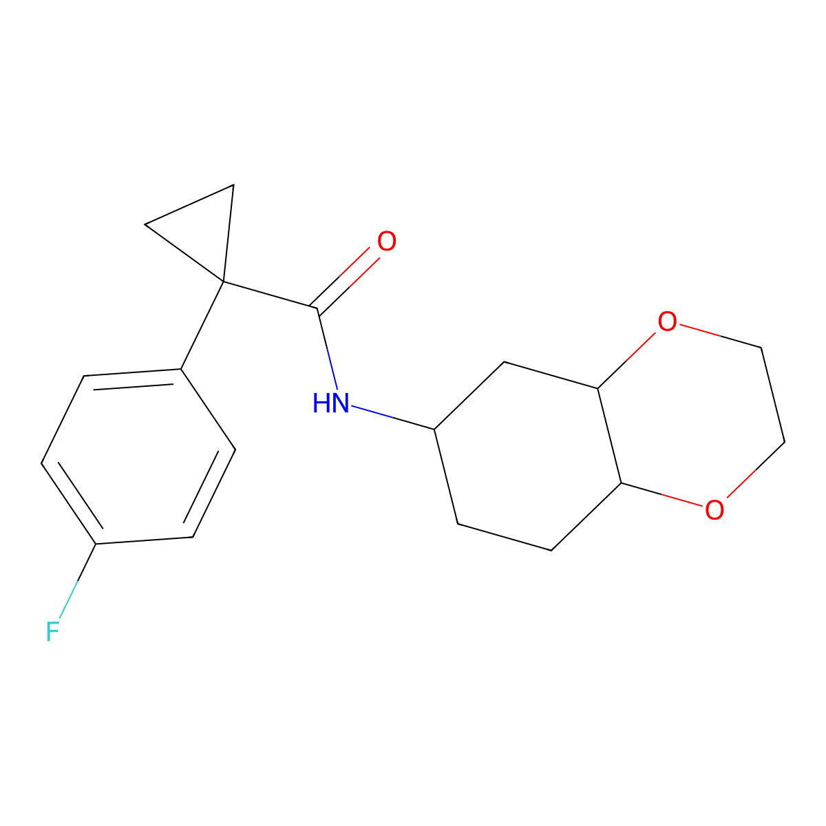 1-(4-fluorophenyl)-N-(octahydrobenzo[b][1,4]dioxin-6-yl)cyclopropanecarboxamide molecular structure, CAS 1902941-73-4