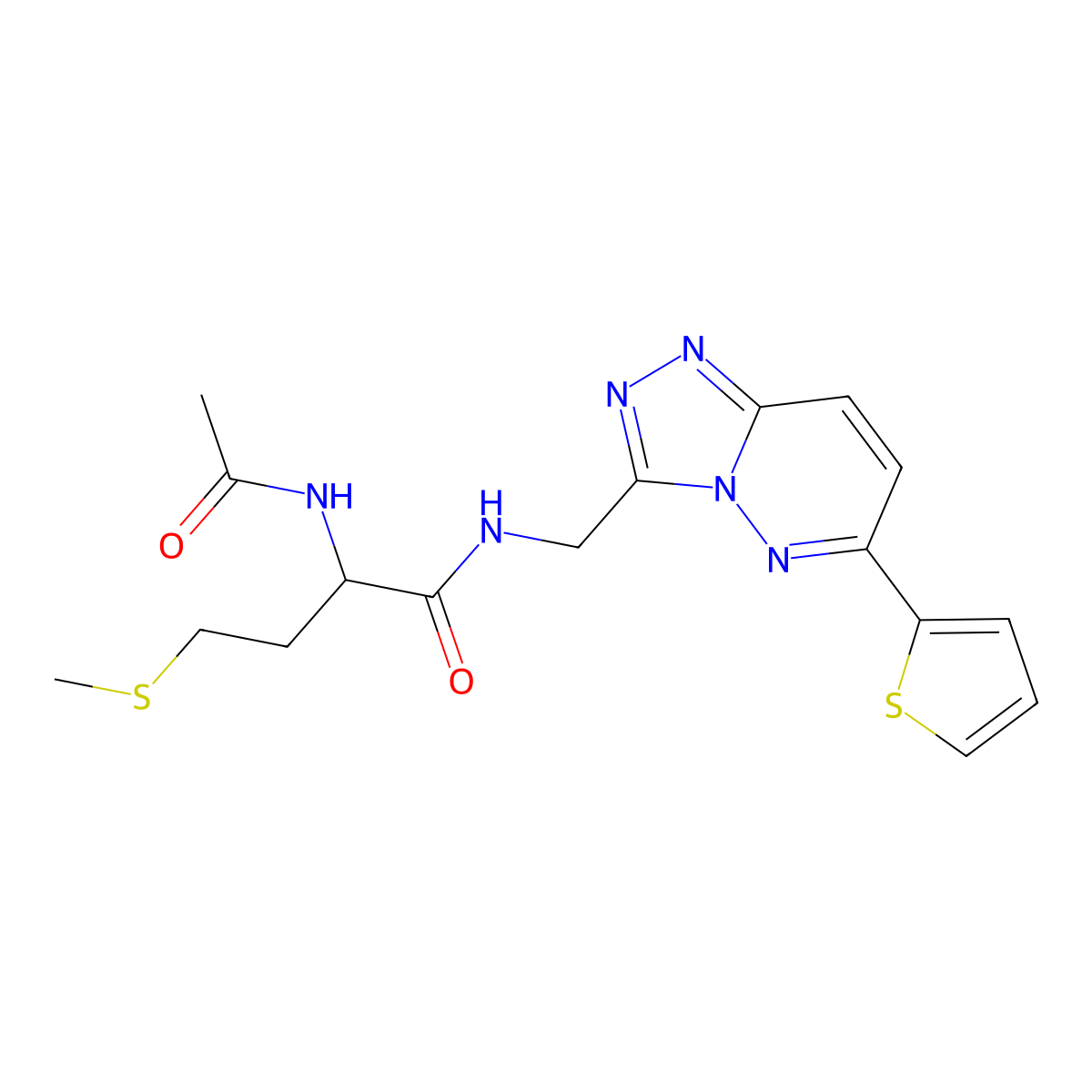 2-acetamido-4-(methylthio)-N-((6-(thiophen-2-yl)-[1,2,4]triazolo[4,3-b]pyridazin-3-yl)methyl)butanamide molecular structure, CAS 1902943-34-3