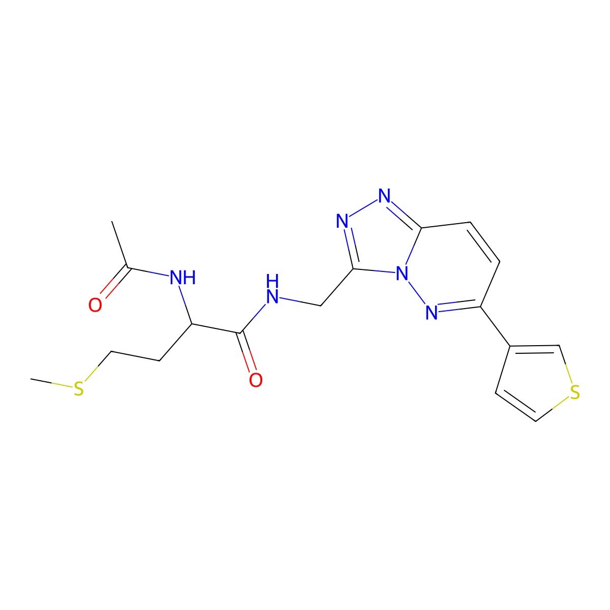 2-acetamido-4-(methylthio)-N-((6-(thiophen-3-yl)-[1,2,4]triazolo[4,3-b]pyridazin-3-yl)methyl)butanamide molecular structure, CAS 1902943-38-7