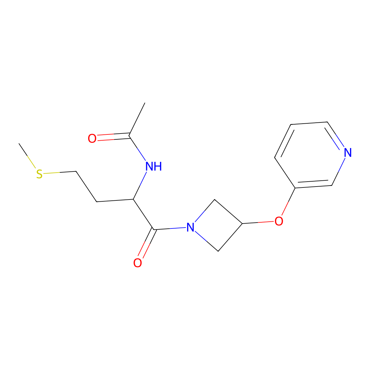N-[4-(methylsulfanyl)-1-oxo-1-[3-(pyridin-3-yloxy)azetidin-1-yl]butan-2-yl]acetamide molecular structure, CAS 1902943-65-0