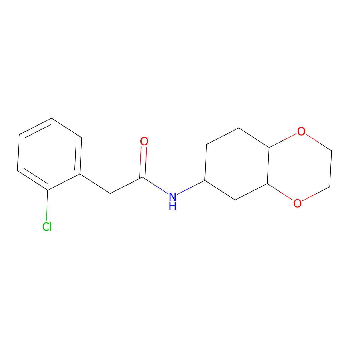 2-(2-chlorophenyl)-N-(octahydrobenzo[b][1,4]dioxin-6-yl)acetamide molecular structure, CAS 1902946-80-8