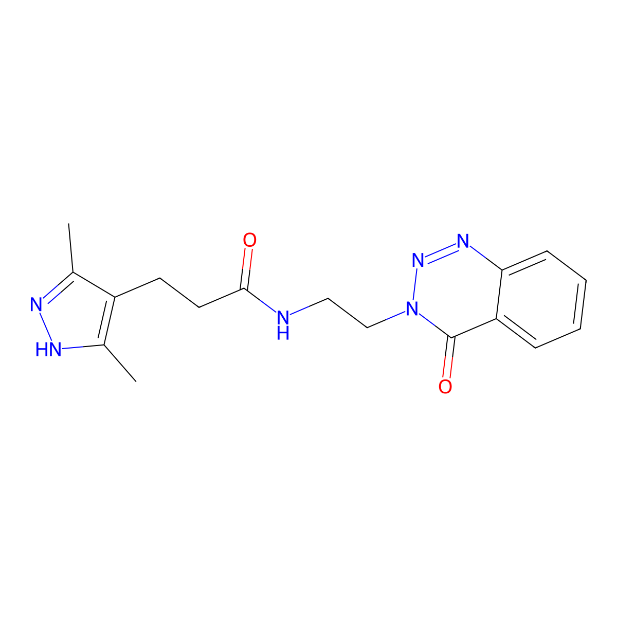 3-(3,5-dimethyl-1H-pyrazol-4-yl)-N-(2-(4-oxobenzo[d][1,2,3]triazin-3(4H)-yl)ethyl)propanamide molecular structure, CAS 1902946-96-6