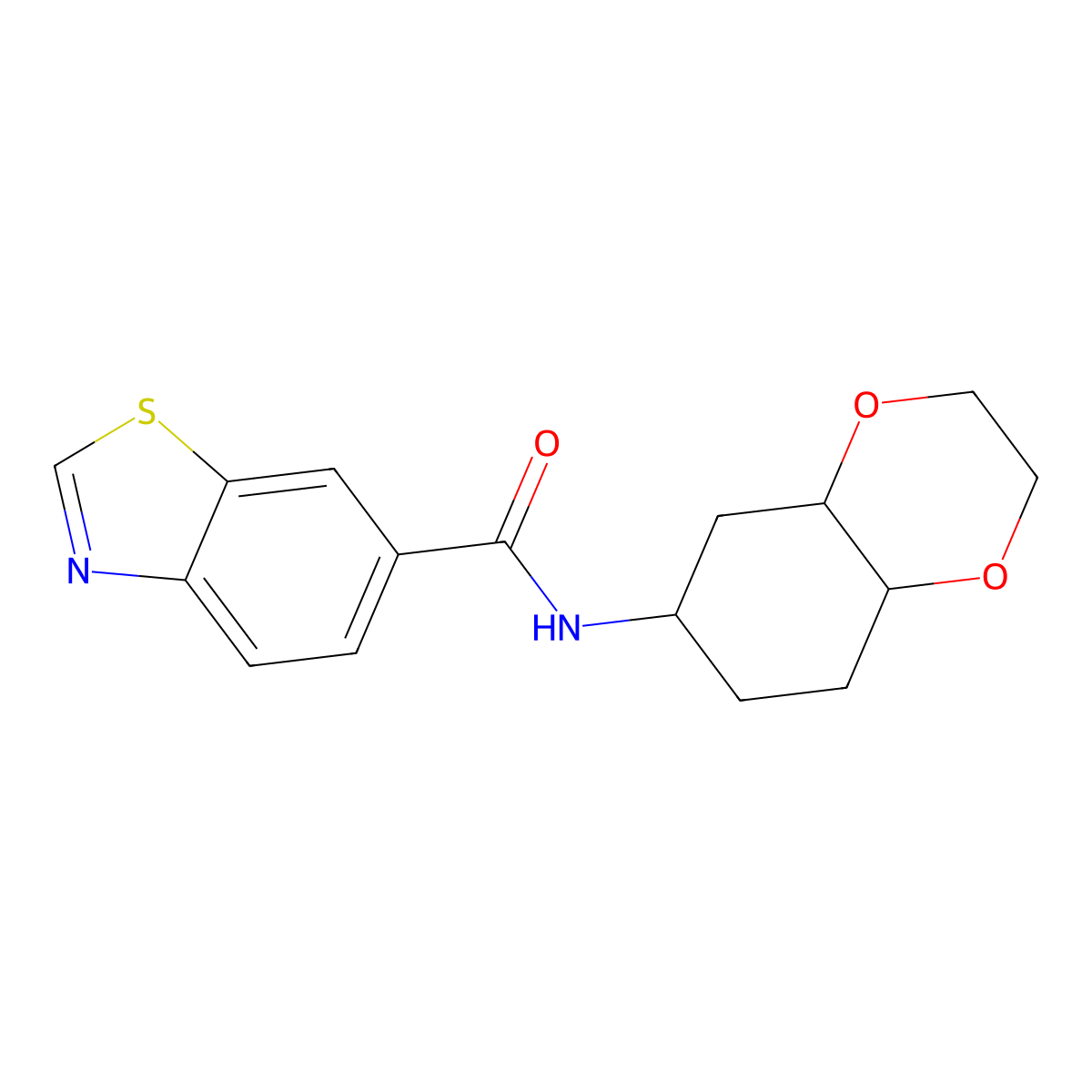 N-(octahydrobenzo[b][1,4]dioxin-6-yl)benzo[d]thiazole-6-carboxamide molecular structure, CAS 1902947-06-1