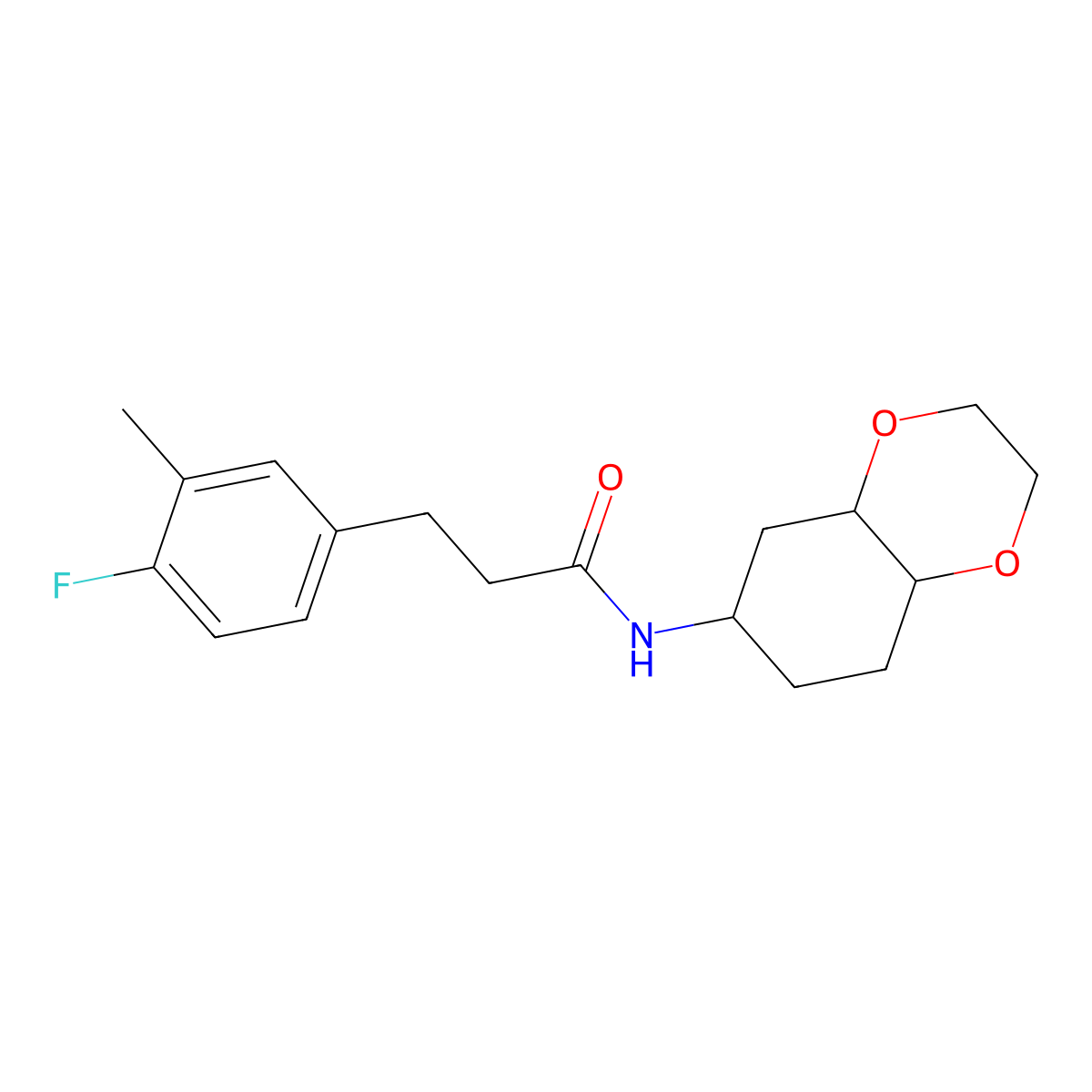 3-(4-fluoro-3-methylphenyl)-N-(octahydro-1,4-benzodioxin-6-yl)propanamide molecular structure, CAS 1902947-18-5