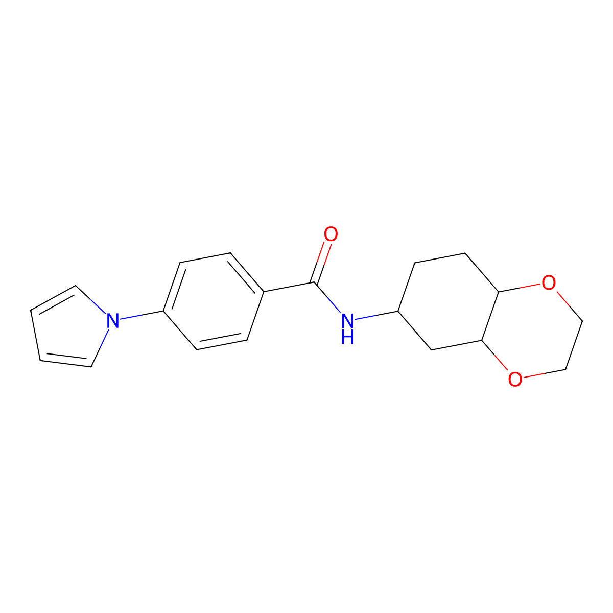 N-(octahydrobenzo[b][1,4]dioxin-6-yl)-4-(1H-pyrrol-1-yl)benzamide molecular structure, CAS 1902947-36-7