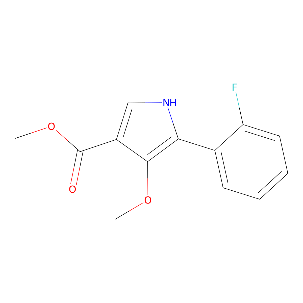 Methyl 5-(2-fluorophenyl)-4-methoxy-1H-pyrrole-3-carboxylate molecular structure, CAS 1902955-23-0