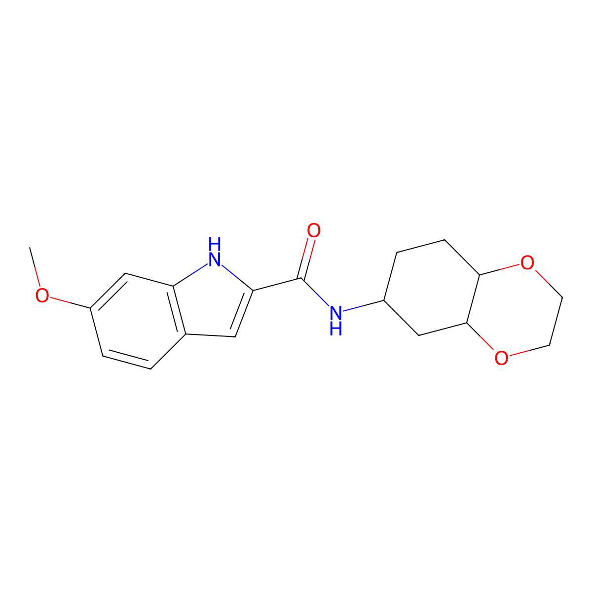 6-methoxy-N-(octahydrobenzo[b][1,4]dioxin-6-yl)-1H-indole-2-carboxamide molecular structure, CAS 1902956-09-5