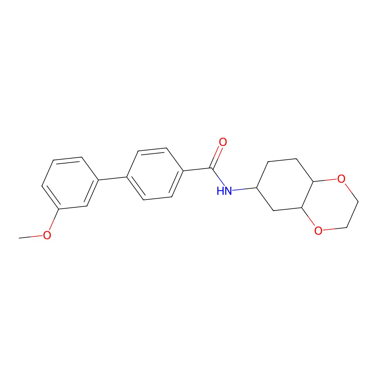 3'-methoxy-N-(octahydrobenzo[b][1,4]dioxin-6-yl)-[1,1'-biphenyl]-4-carboxamide molecular structure, CAS 1902956-15-3