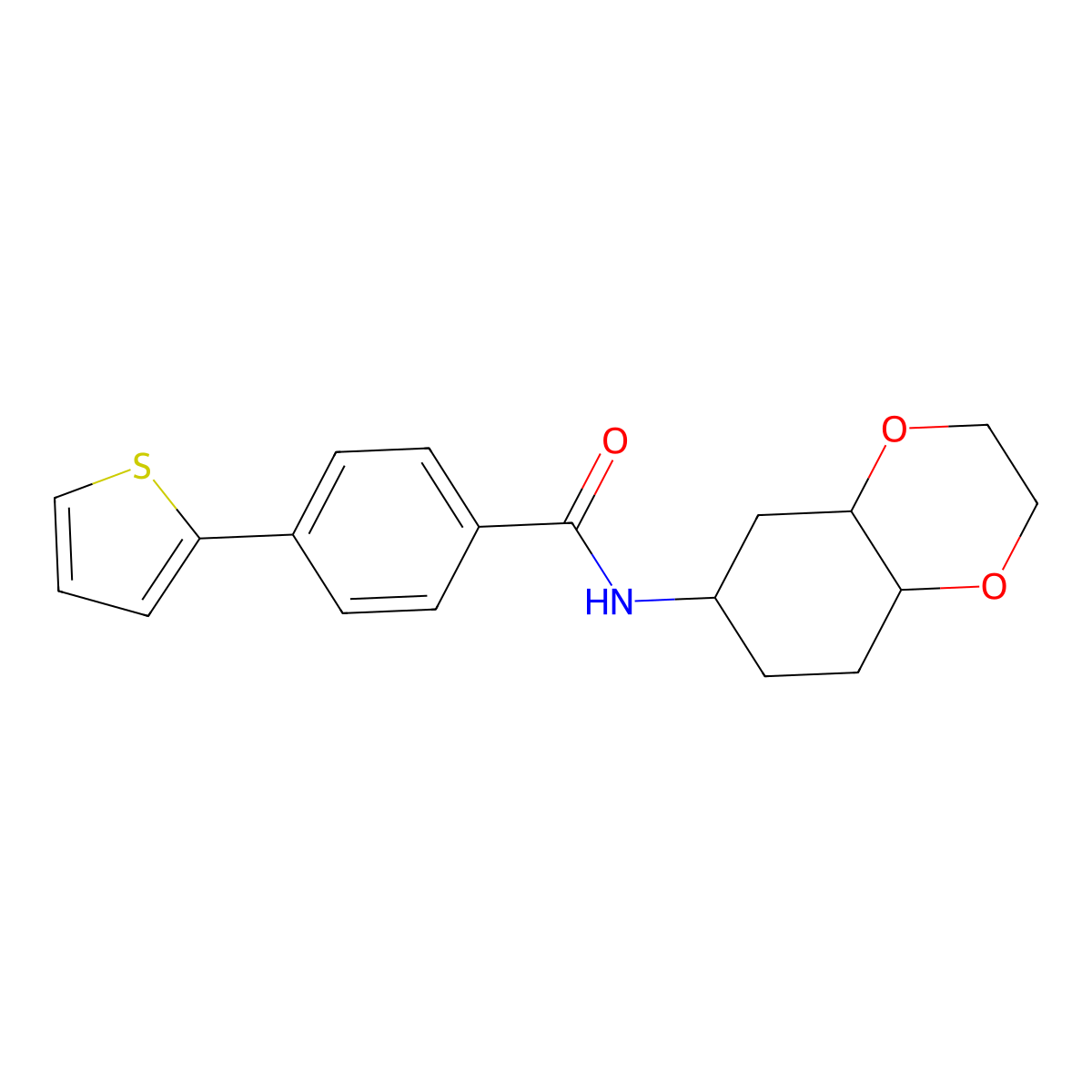 N-(octahydrobenzo[b][1,4]dioxin-6-yl)-4-(thiophen-2-yl)benzamide molecular structure, CAS 1902956-41-5