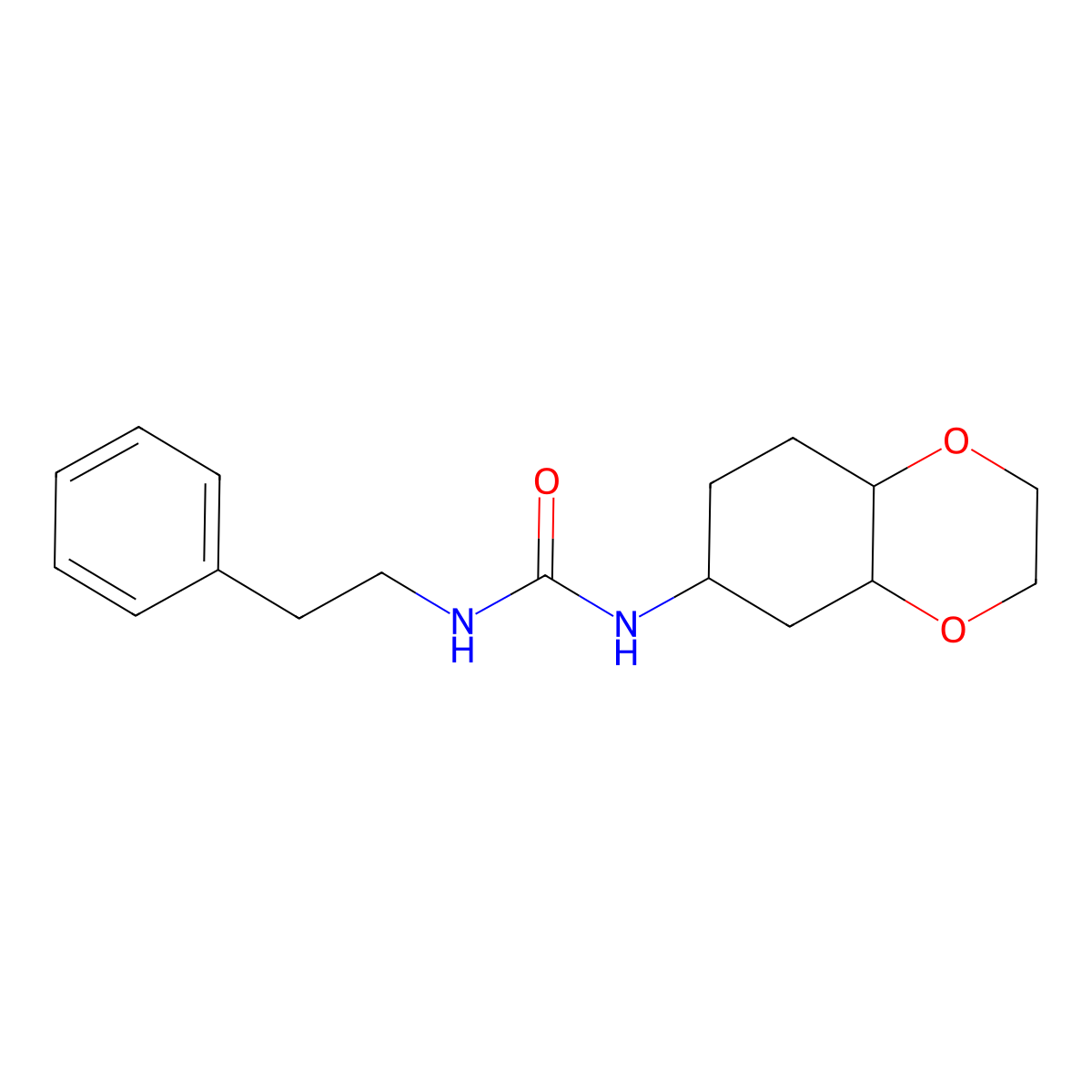 1-(Octahydrobenzo[b][1,4]dioxin-6-yl)-3-phenethylurea molecular structure, CAS 1902956-46-0