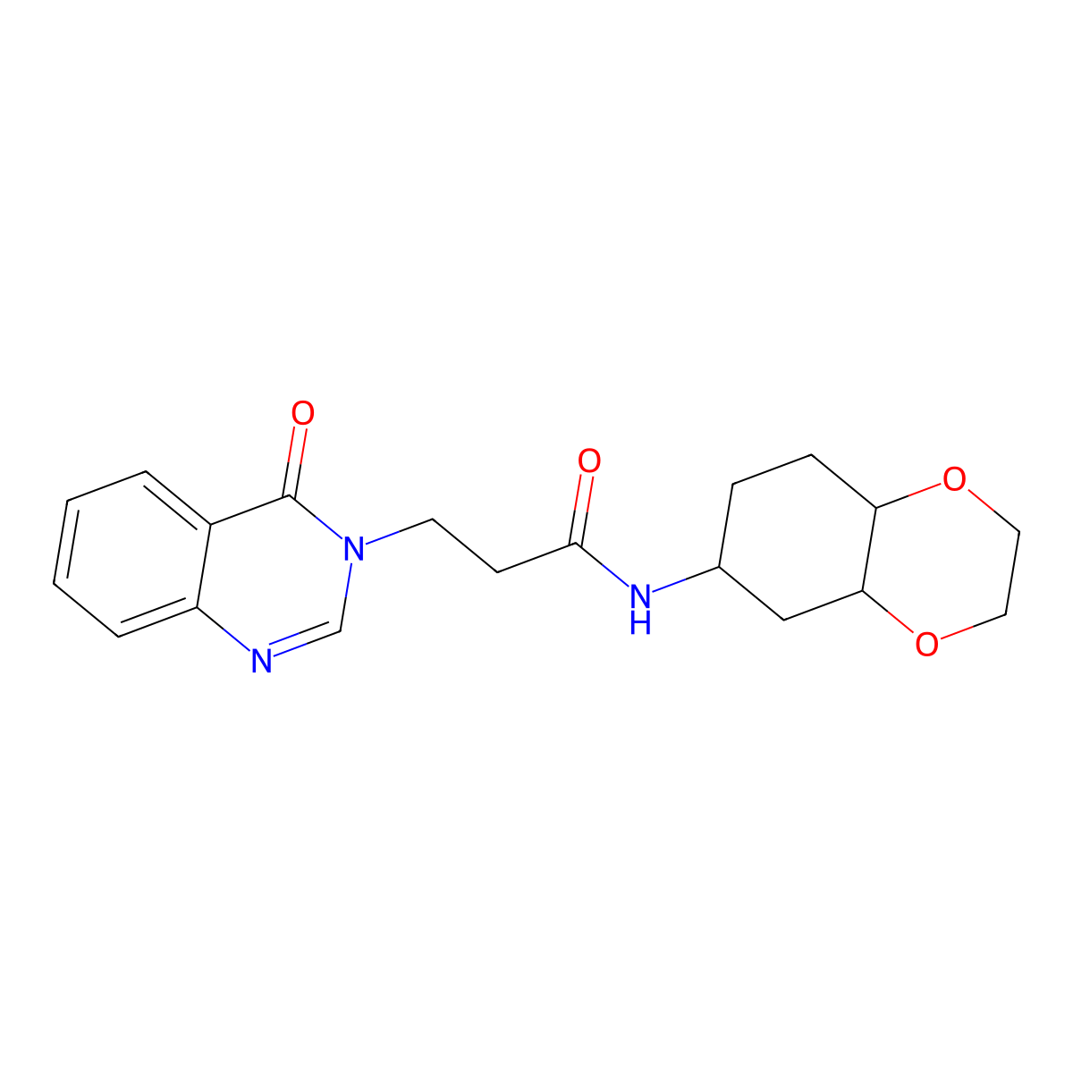 N-(octahydrobenzo[b][1,4]dioxin-6-yl)-3-(4-oxoquinazolin-3(4H)-yl)propanamide molecular structure, CAS 1902956-98-2