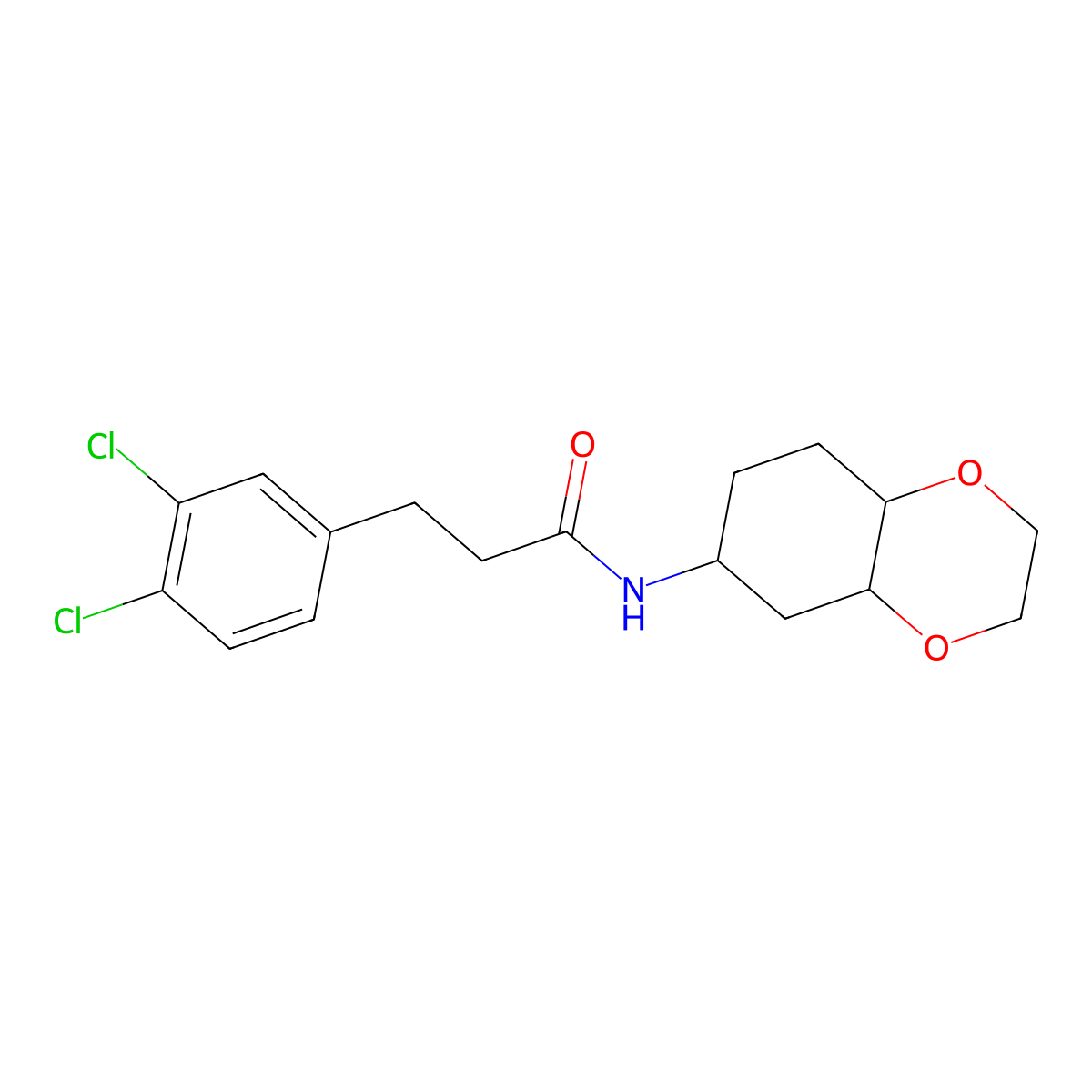 3-(3,4-dichlorophenyl)-N-(octahydrobenzo[b][1,4]dioxin-6-yl)propanamide molecular structure, CAS 1902959-29-8