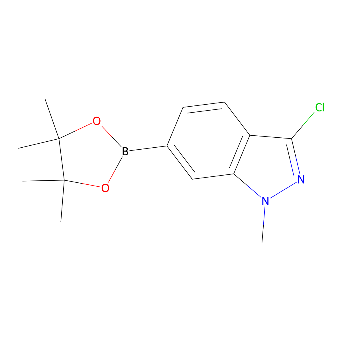 3-chloro-1-methyl-6-(tetramethyl-1,3,2-dioxaborolan-2-yl)-1H-indazole molecular structure, CAS 1902976-00-4